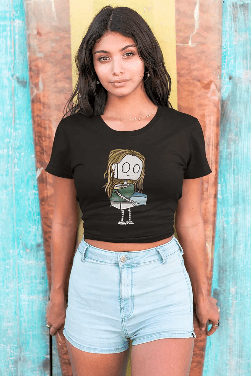 Stylish Robot Print Crop Top for Women - Perfect Gift for Pottery Lovers | Casual Wear, Summer Outfits & Festival Fashion