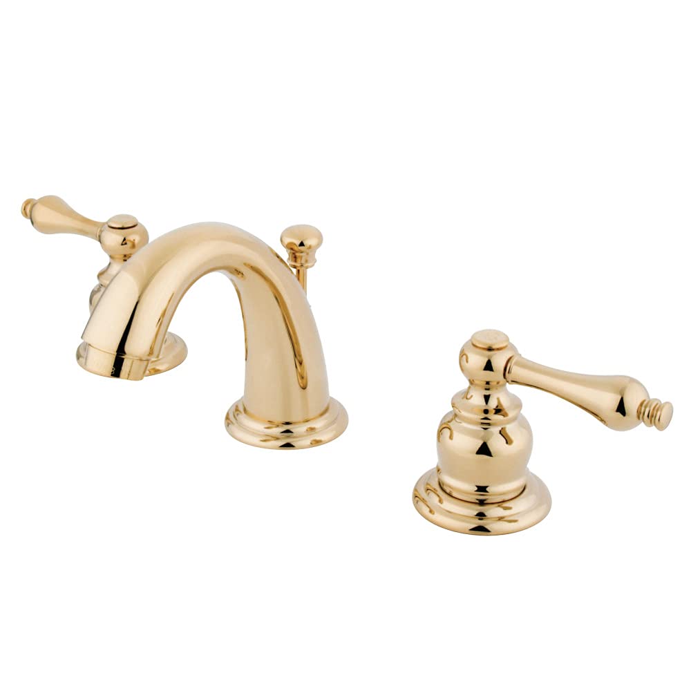Kingston Brass KB912AL Victorian Mini Widespread Bathroom Faucet with Brass Pop-Up Drain - 4 Inch Adjustable Center - Polished Brass Finish - Perfect for Vintage Style Bathroom Renovations and Powder Room Upgrades