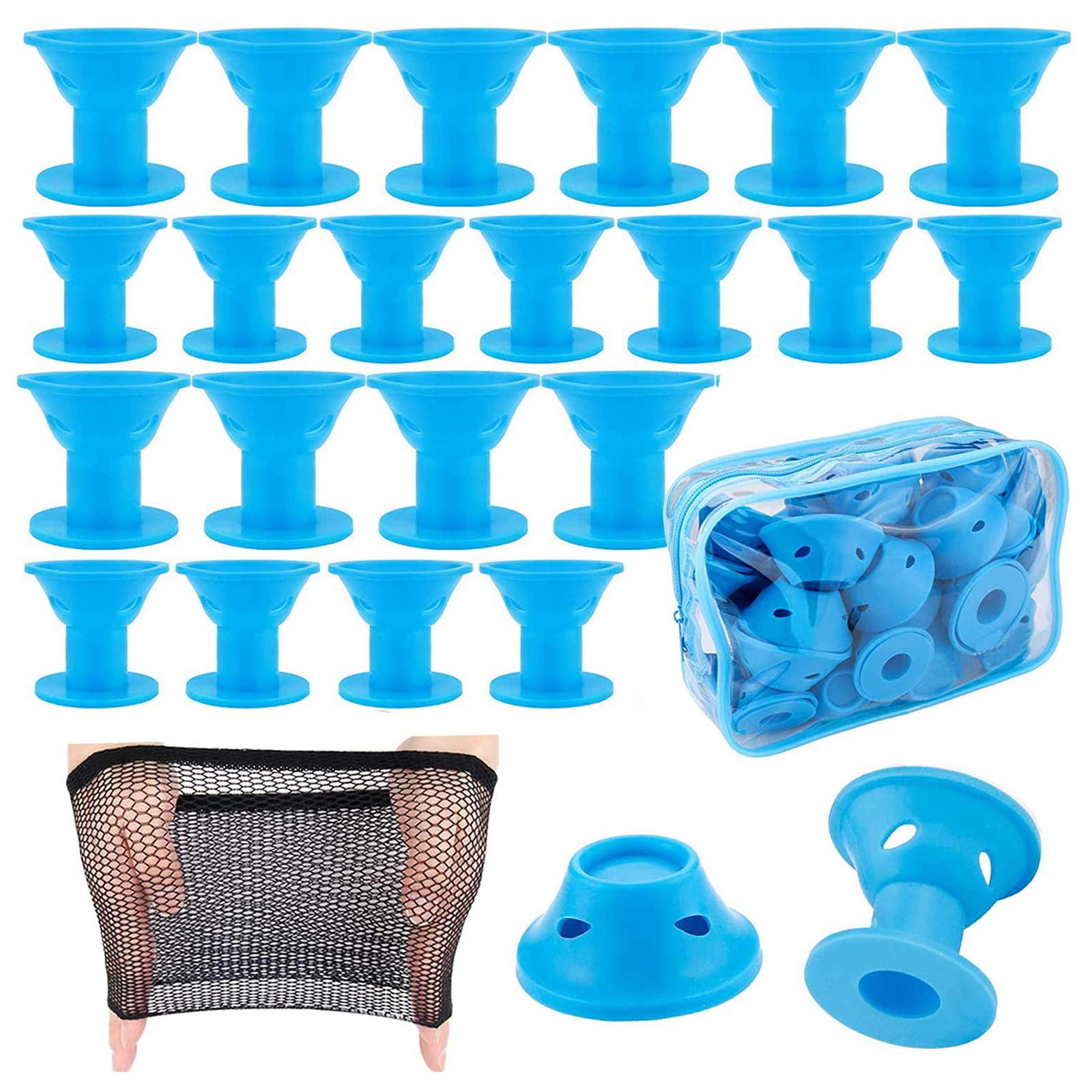 40PCS Hair Rollers Set - Large & Small Curling Rollers for Salon & Home Hair Styling, Heatless Curls, DIY Hairstyles (Blue) - Perfect for Parties, Weddings & Daily Styling - Layfoo