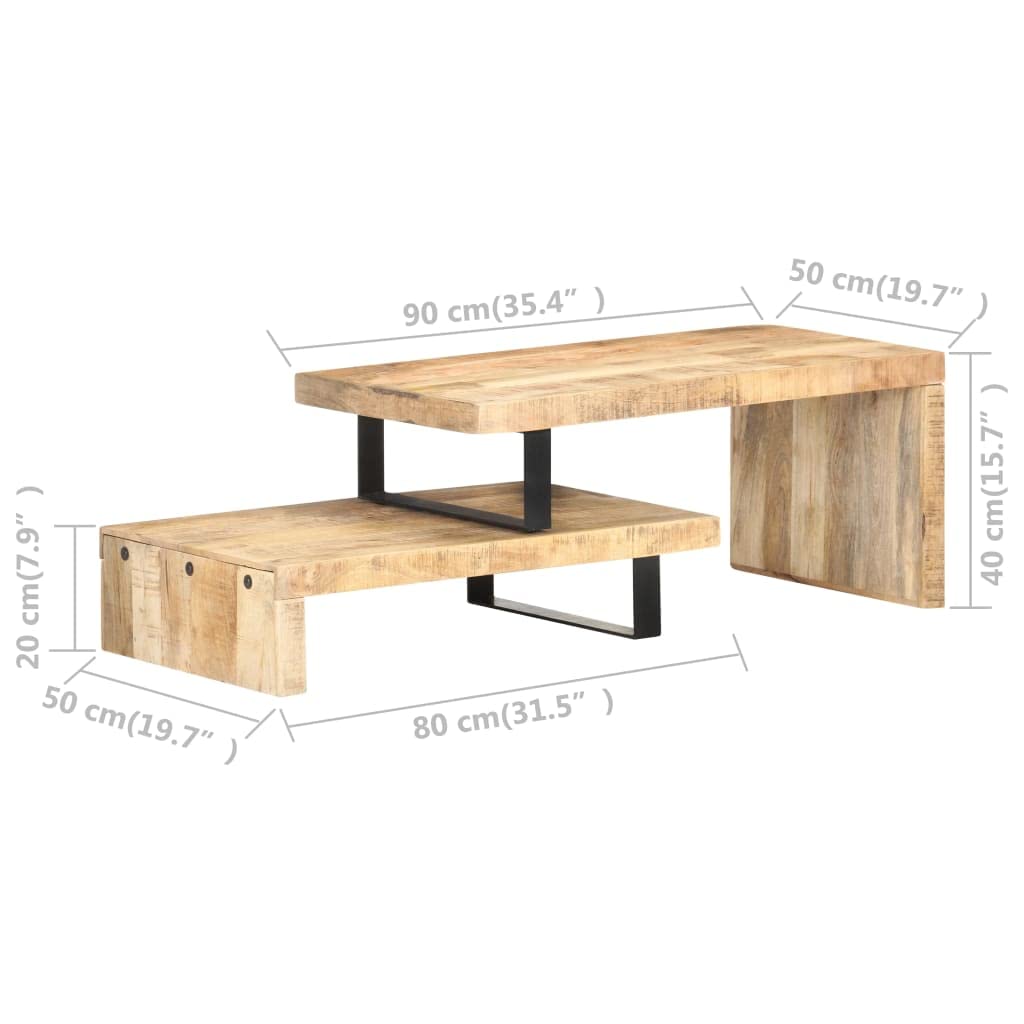 2 Piece Coffee Table Set - Solid Mango Wood, Modern Living Room Furniture for Small Spaces - Perfect for Apartments, Condos & Cozy Homes