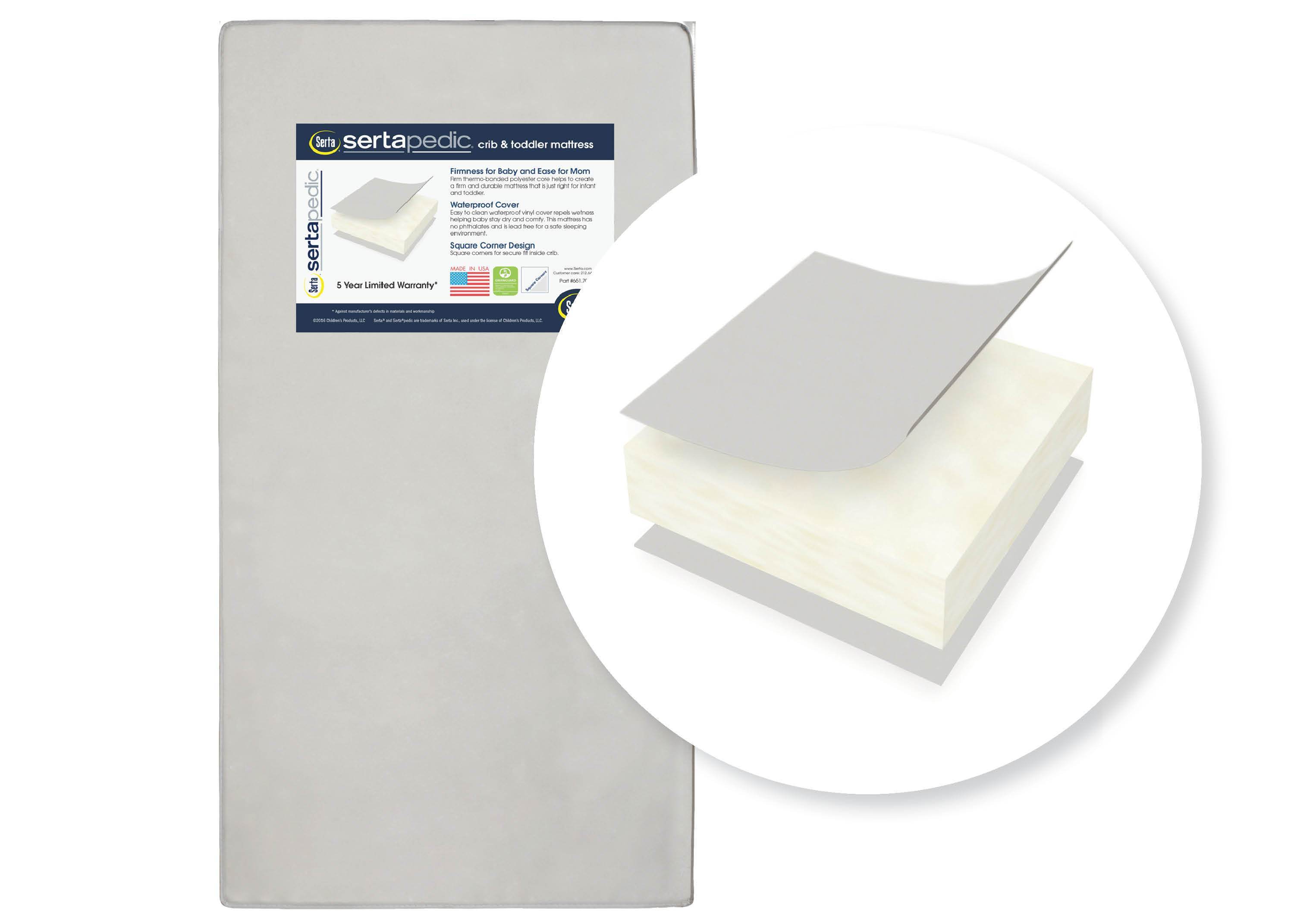 Serta® SertaPedic® Moongaze Crib and Toddler Mattress - Breathable, Waterproof & Hypoallergenic Baby Mattress for Safe Sleep | Nursery, Daycare & Travel Use