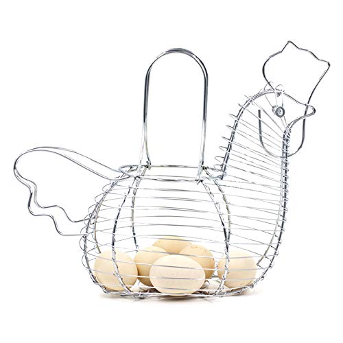 VALINK Innovative Hen-Shaped Egg Holder - Metal Wire Fruit Basket & Snack Organizer for Kitchen Counter, Dining Table, and Party Serving