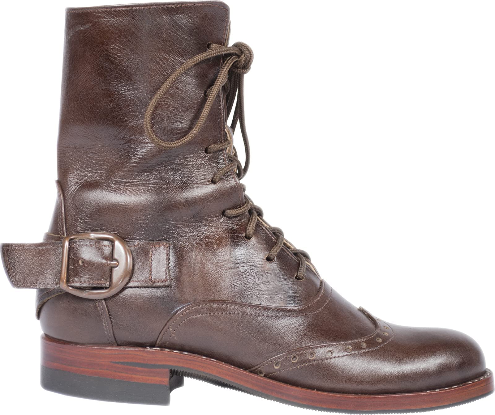 Women's Fashion Leather Lace-Up Ankle Boots with Brogue Design - Size 10.0 | Comfortable & Stylish for Office, Dating & Fall/Winter Outfits