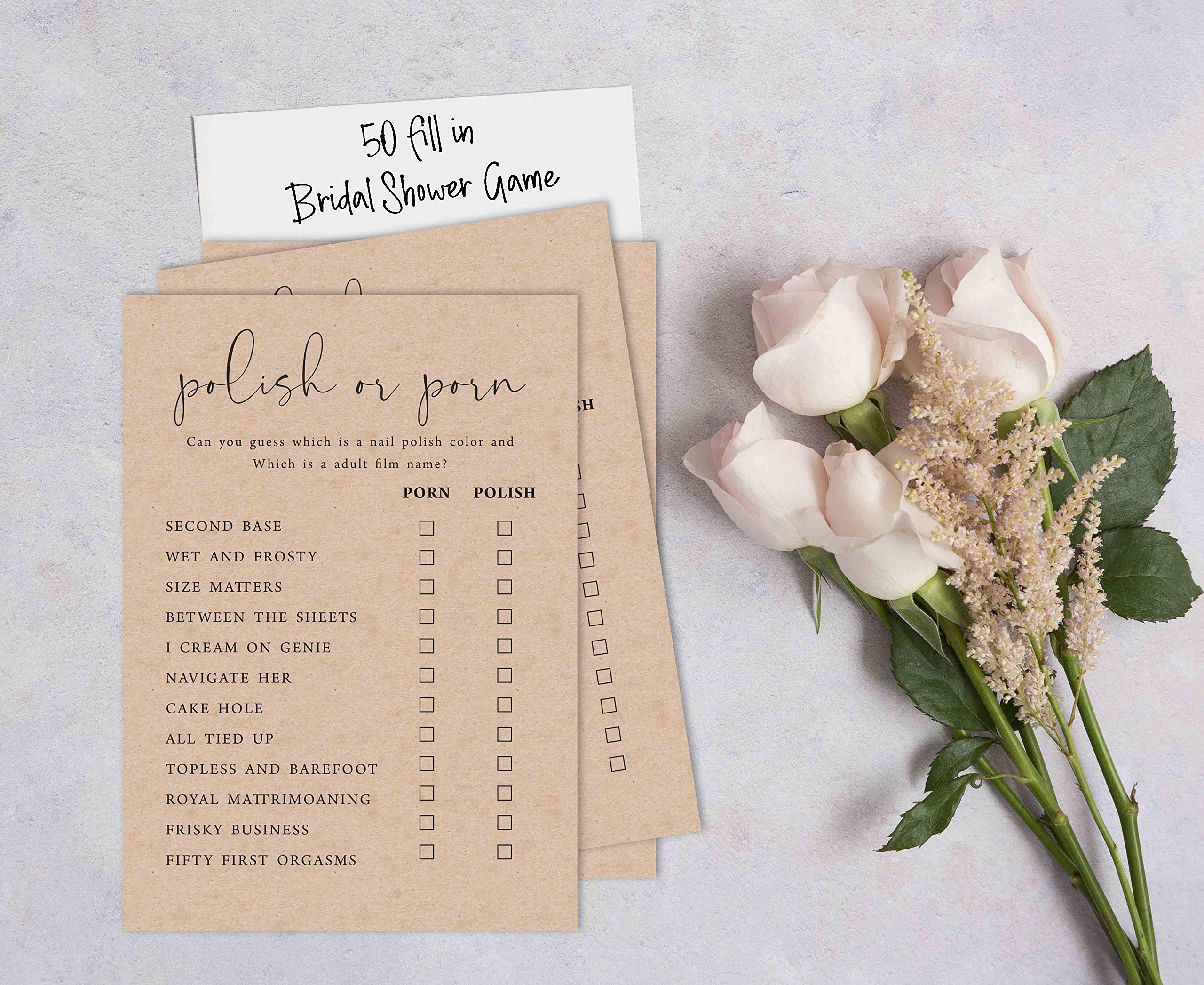 50-Pack Bulk Party Game Cards - Rustic Kraft Paper Bachelorette & Bridal Shower Activity Set - Perfect for Bachelorette Parties, Wedding Showers & Girls' Night Games
