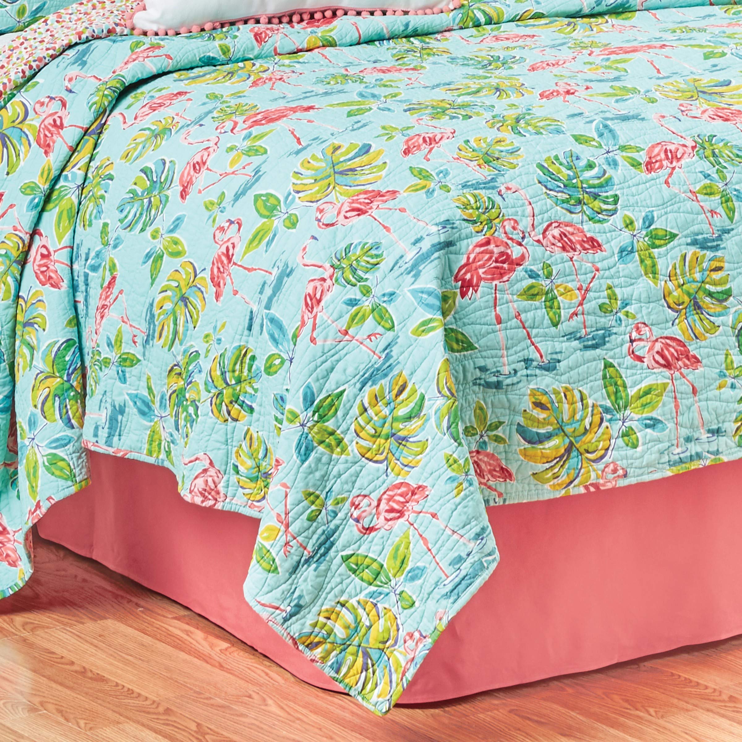**C&F Home Blue & Pink Flamingo Twin 2-Piece Cotton Quilt Set | Reversible Summer Beach Coastal Bedspread | Lightweight & Machine Washable | Perfect for Kids' Rooms, Beach Houses & Tropical-Themed Decor**