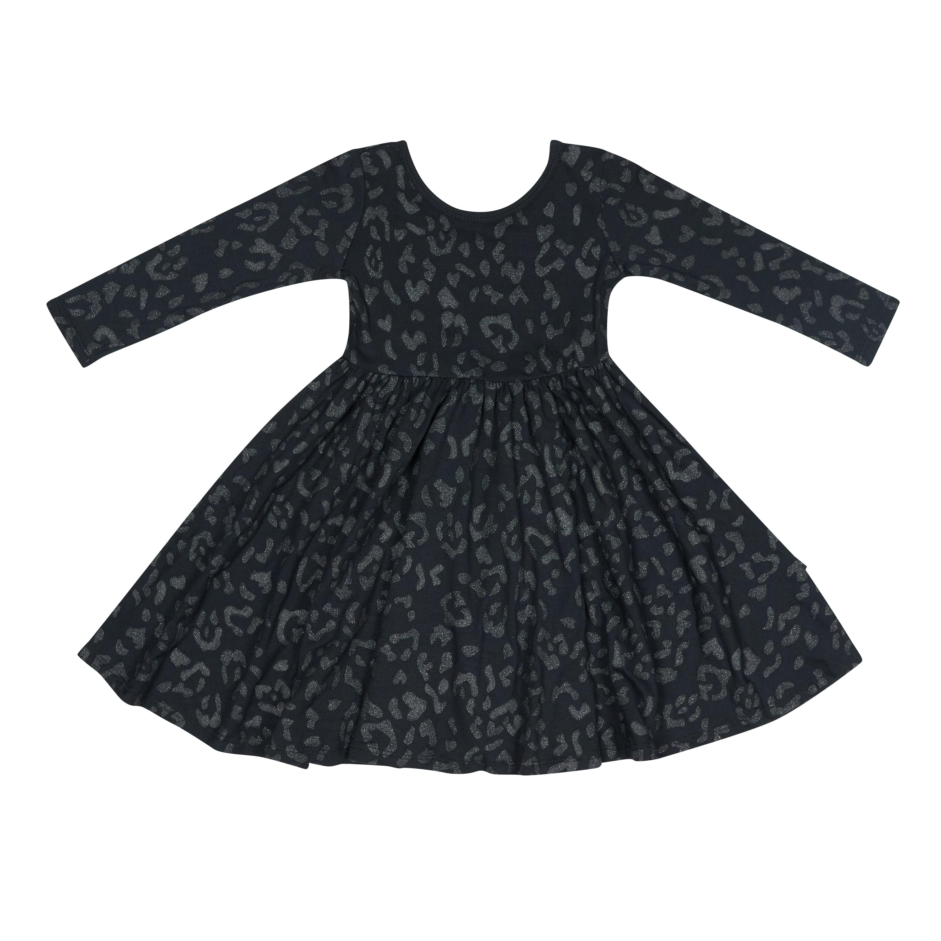 Stylish Long Sleeve Twirl Dress in Midnight Leopard Print - Perfect for Parties, Date Nights & Special Occasions