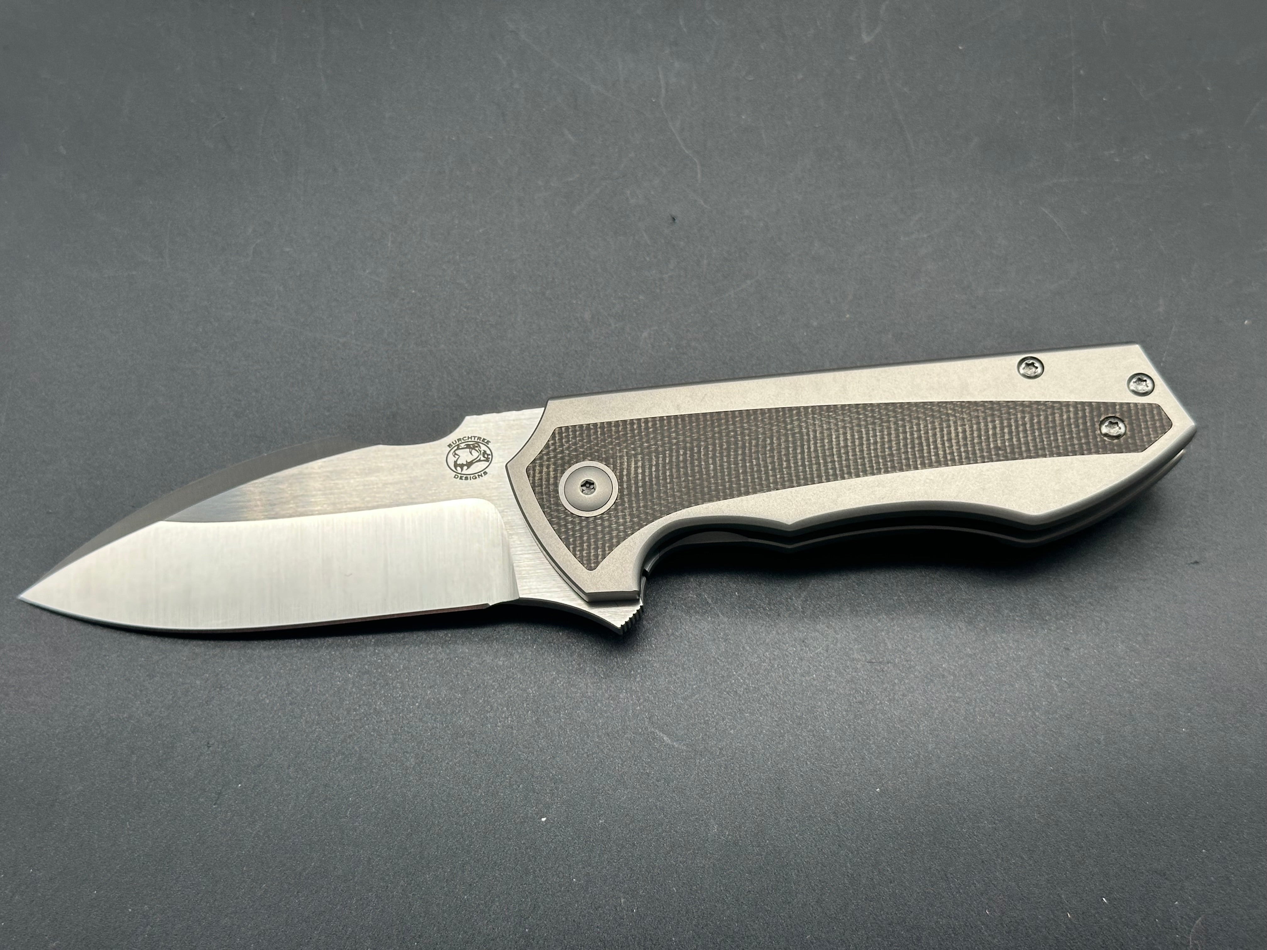 Burchtree Designs Euclid Green Micarta M390 Pocket Knife - High-Quality EDC Folding Knife for Outdoor, Camping, and Everyday Carry