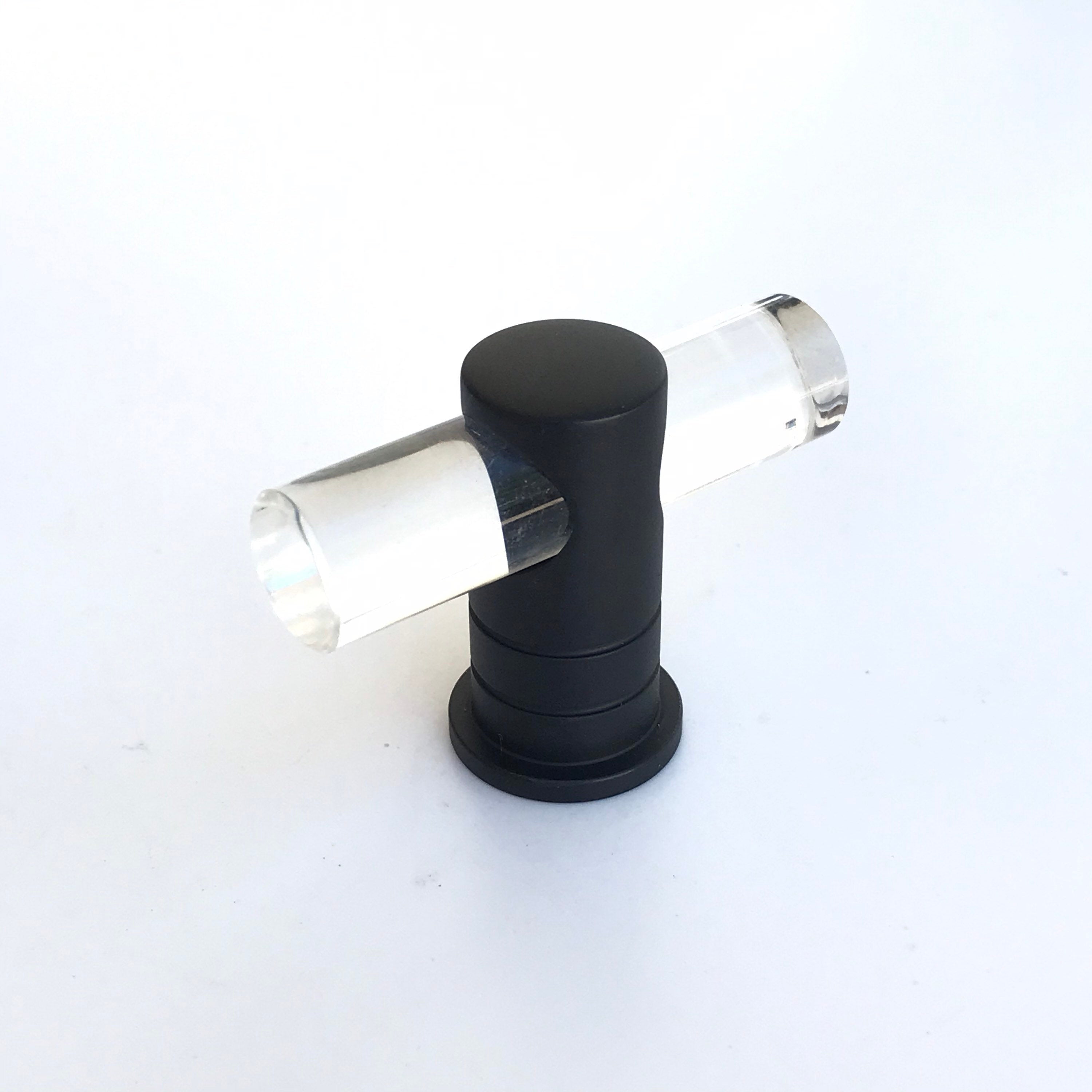 Matte Black and Lucite Adjustable Cabinet Knobs & Drawer Pulls - Modern Kitchen & Bathroom Hardware for Cabinets, Dressers, Furniture (Set of 10) - Perfect for Home Renovation & DIY Projects