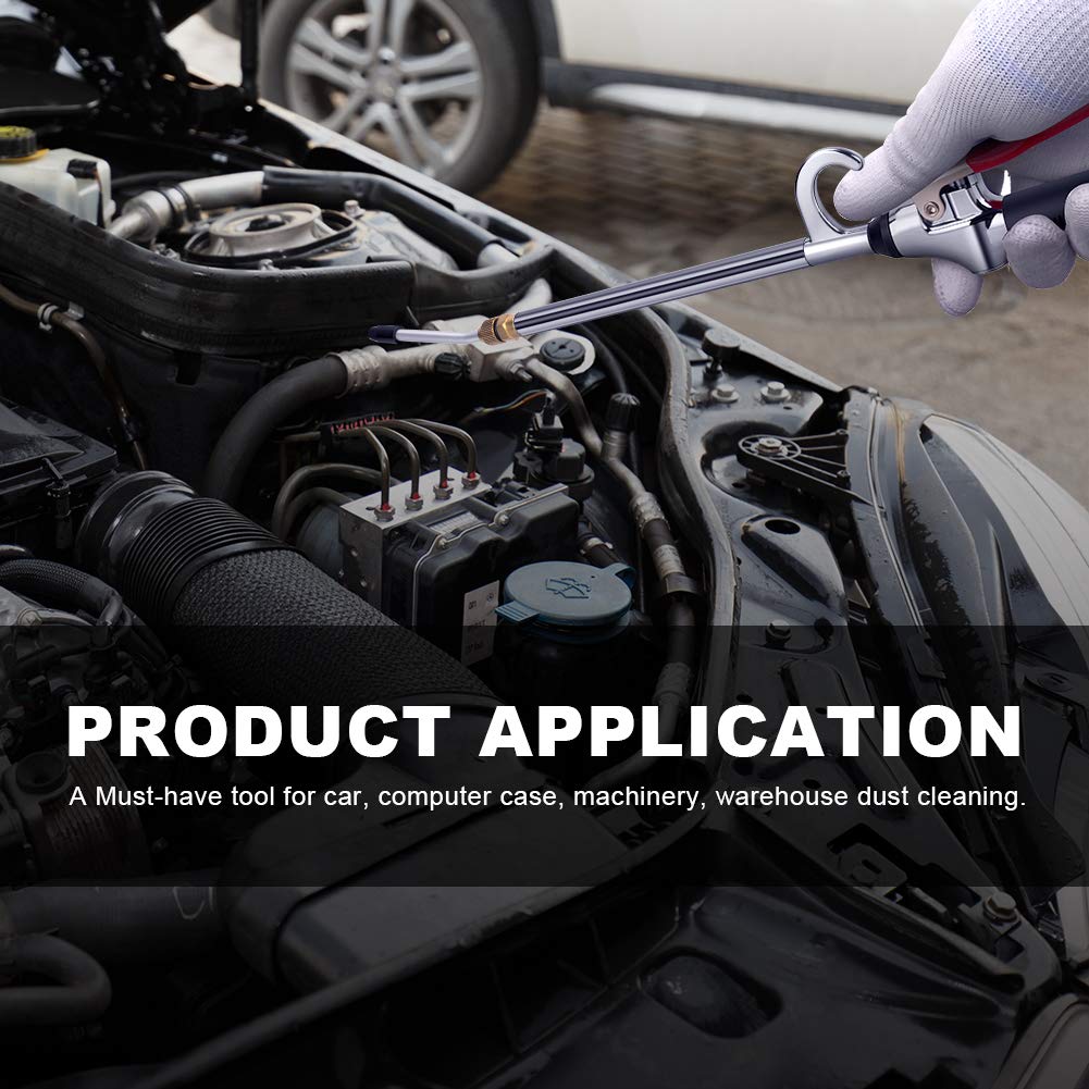 High Volume Powerful Air Blow Gun with Extendable Nozzle - 26 Inch Pneumatic Air Compressor Accessory - Anti-Slip Rubber Coated Metal Handle - Ideal for Dust Removal, Workshop Cleaning & Automotive Detailing
