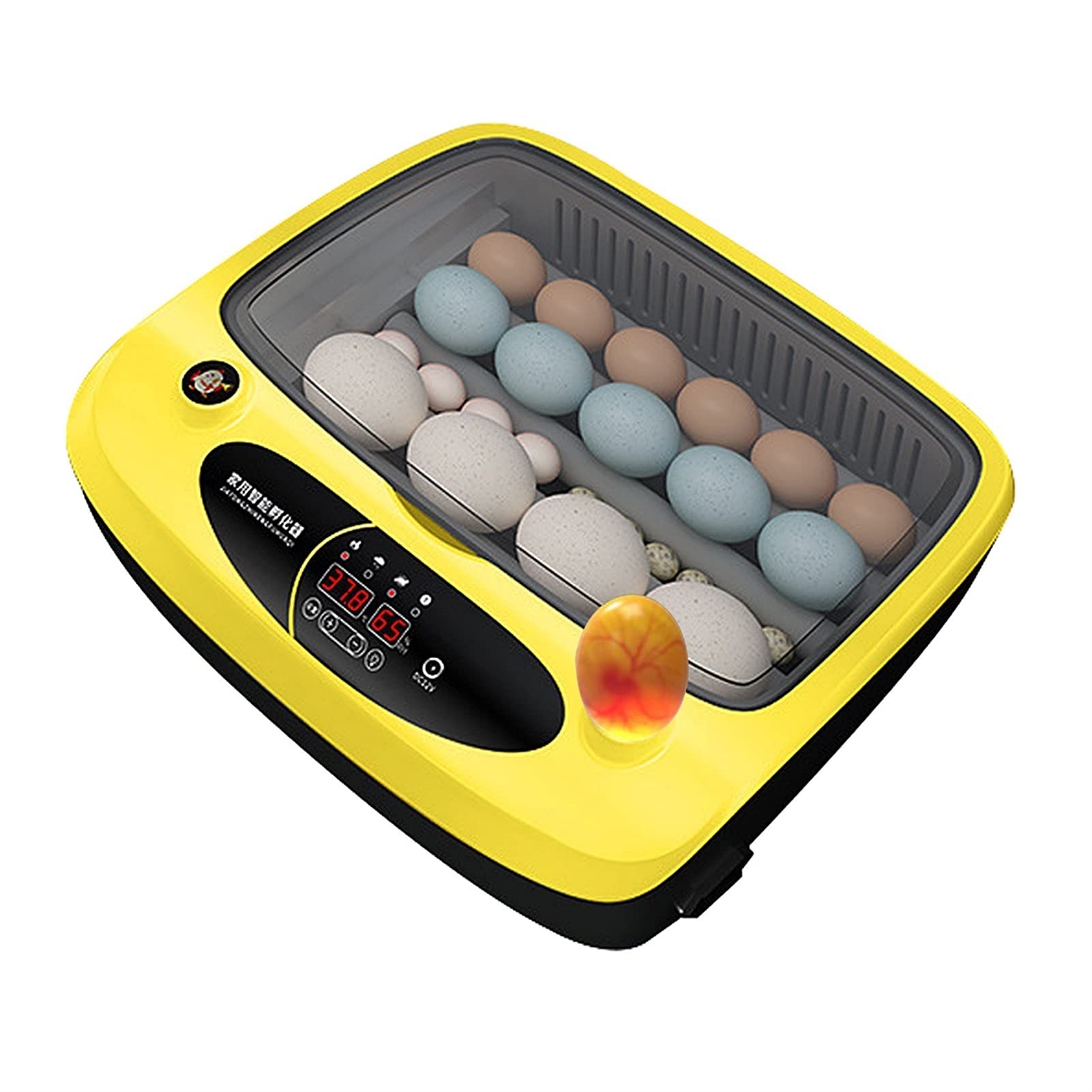 YAWEDA 24 Egg Digital Automatic Poultry Incubator with LED Light, Temperature Control & Auto Egg Turner - Perfect for Hatching Chicken, Duck, Goose, Quail Birds (Yellow) | Ideal for Home Farms, Backyard Poultry & Small-Scale Hatcheries