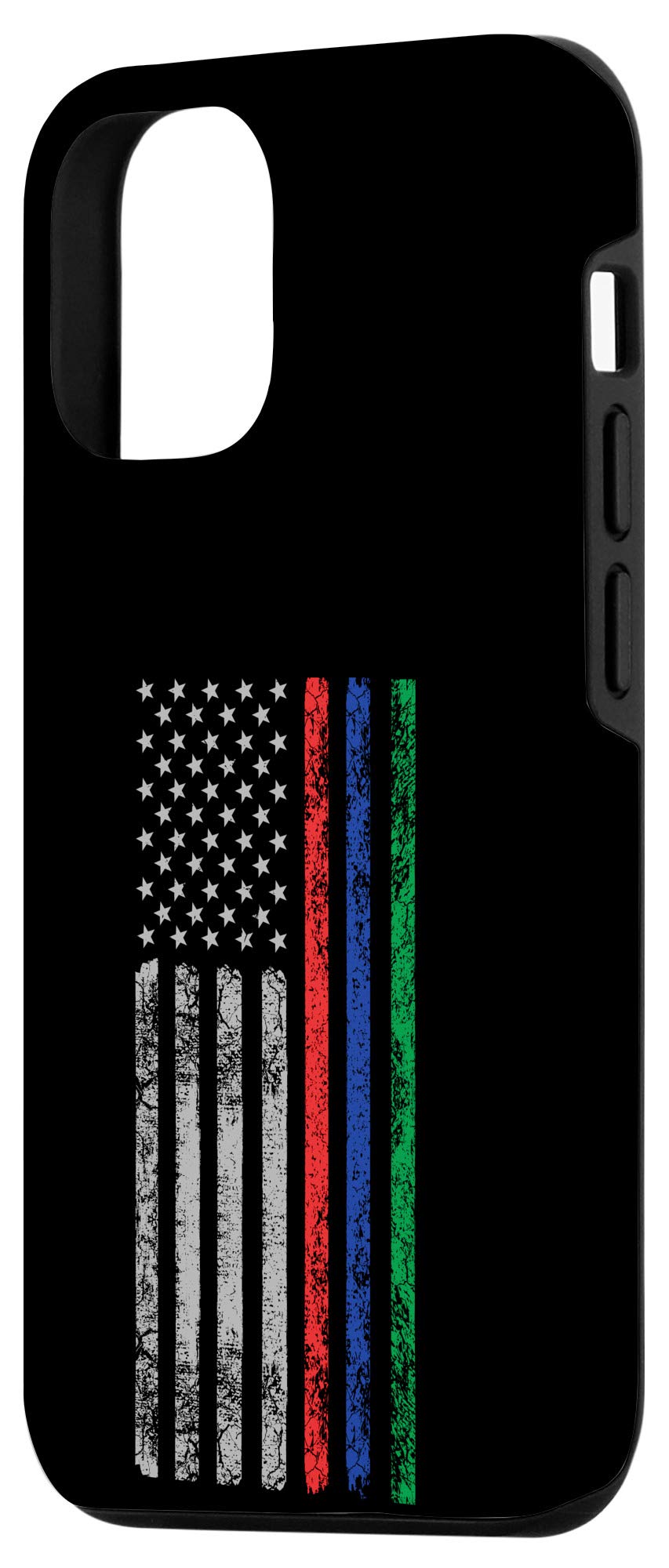 iPhone 12/12 Pro Thin Case with Red Blue Green Line Design - Patriotic Slim Protective Cover for Police, Firefighters & Military - Perfect for First Responders, Law Enforcement & Service Members