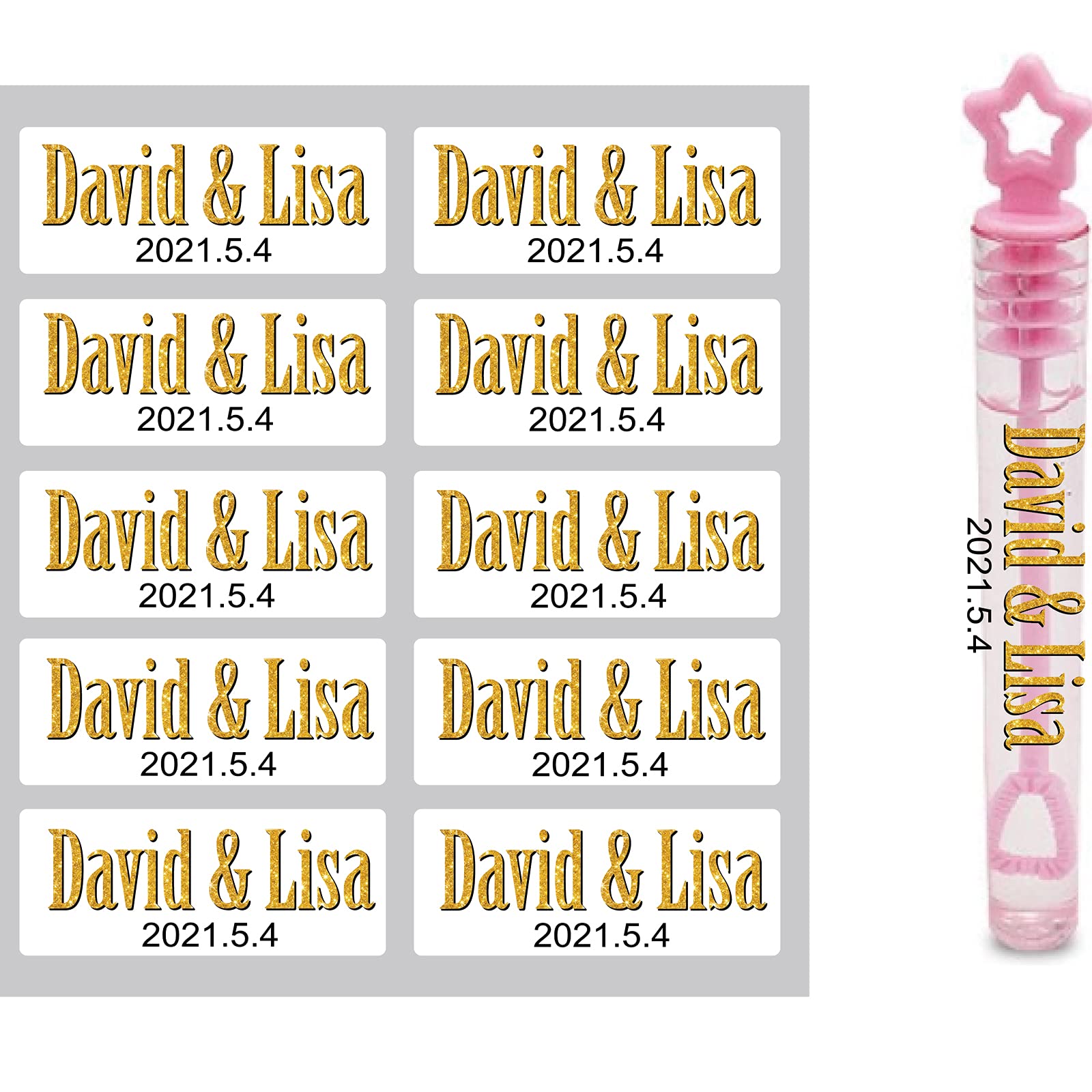Custom Wedding Bubble Stickers - Personalized Vinyl Decals for Wedding Party Favors, Clear Bubble Wand Labels (2.5CMx5CM) - Perfect for Wedding Decorations, Bridal Showers, Bachelorette Parties & DIY Invitations