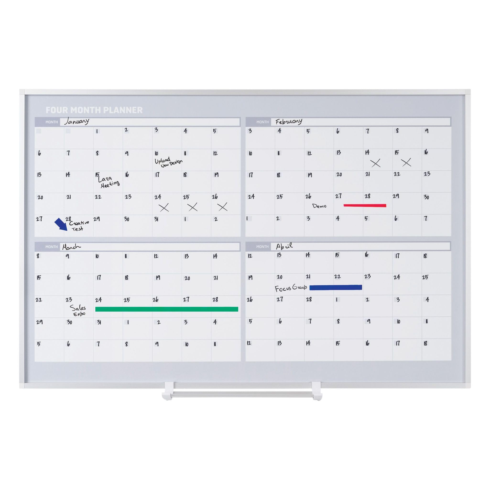 MasterVision Magnetic Dry Erase 4-Month Whiteboard Planner - 36