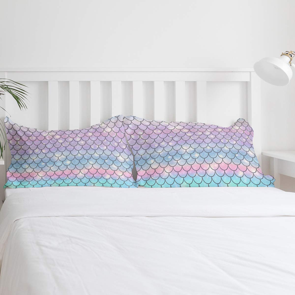Premium Soft Lightweight Duvet Cover Set 4-Piece Bedding Set with Zipper Closure - Mermaid Scales Design King Size for Luxurious Comfort | Perfect for Master Bedroom, Guest Room & Hotel Decor