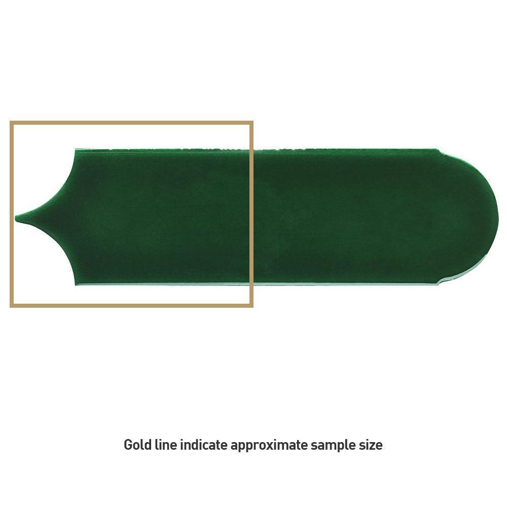 Olympus Hunter Green Feather 85x300 Handmade Glossy Ceramic Wall Tile - Perfect for Bathroom Backsplash, Kitchen Renovation & Home Decor
