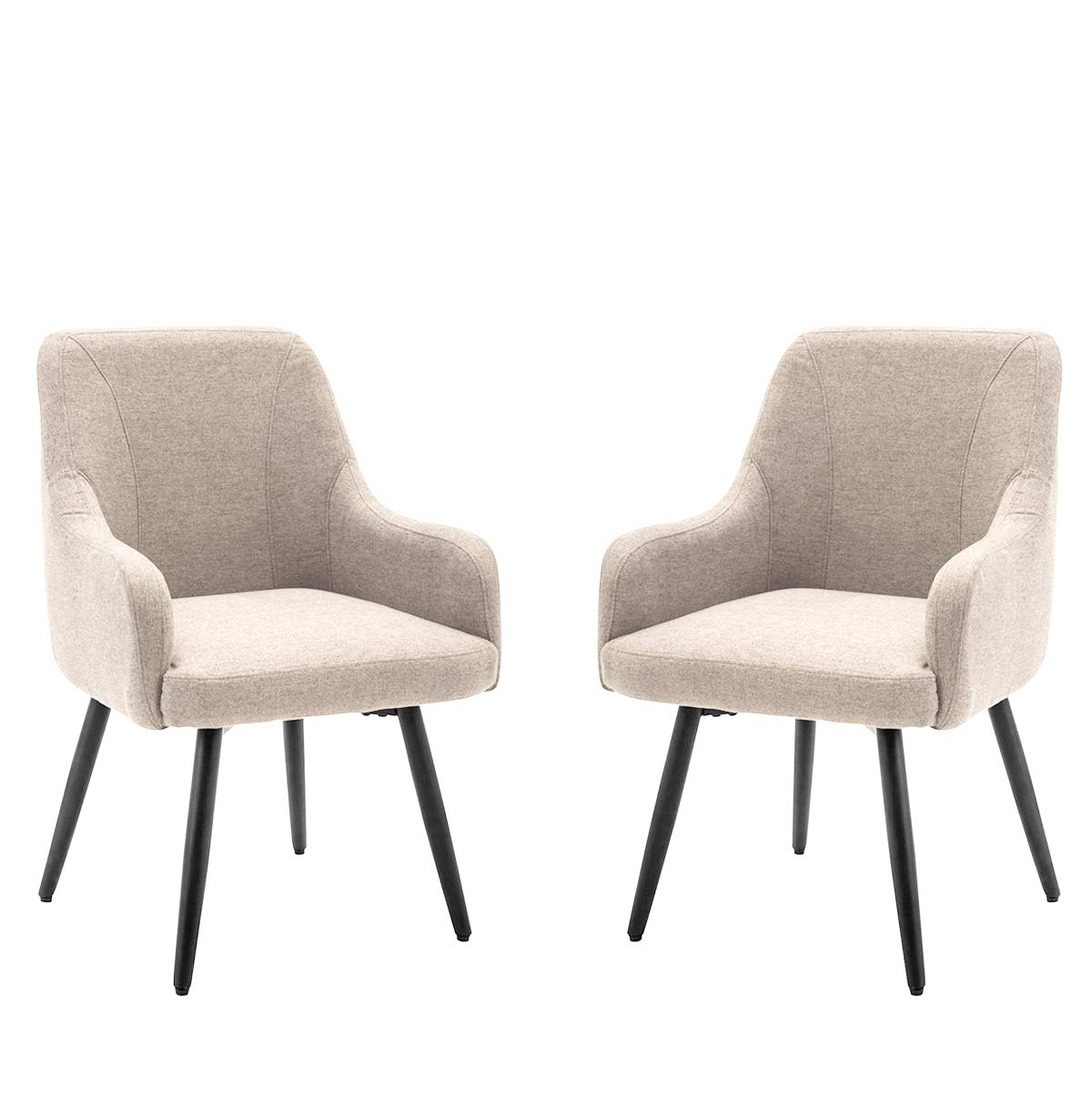 Yongchuang 2-Piece Swivel Dining Chairs with Arms - Upholstered Modern Accent Armchairs for Living Room, Office & Desk - Beige Home Furniture | Perfect for Dining Rooms, Home Offices & Lounge Areas