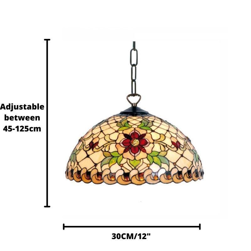 Angelique Small Tiffany Ceiling Light Fixture - Single Bulb Vintage Stained Glass Pendant - Perfect for Bedroom, Kitchen, or Dining Room Lighting