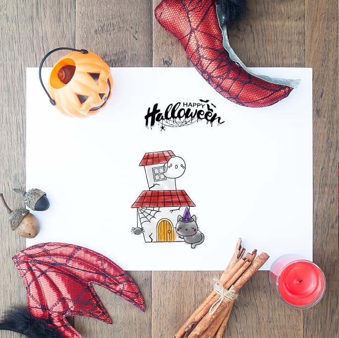 Halloween Cat Clear Stamps and Cutting Dies Set - Cute Feline Stamps & Dies for DIY Holiday Cards, Scrapbooking, Paper Crafts - Perfect for Halloween Greeting Cards, Album Decorations and Handmade Gifts