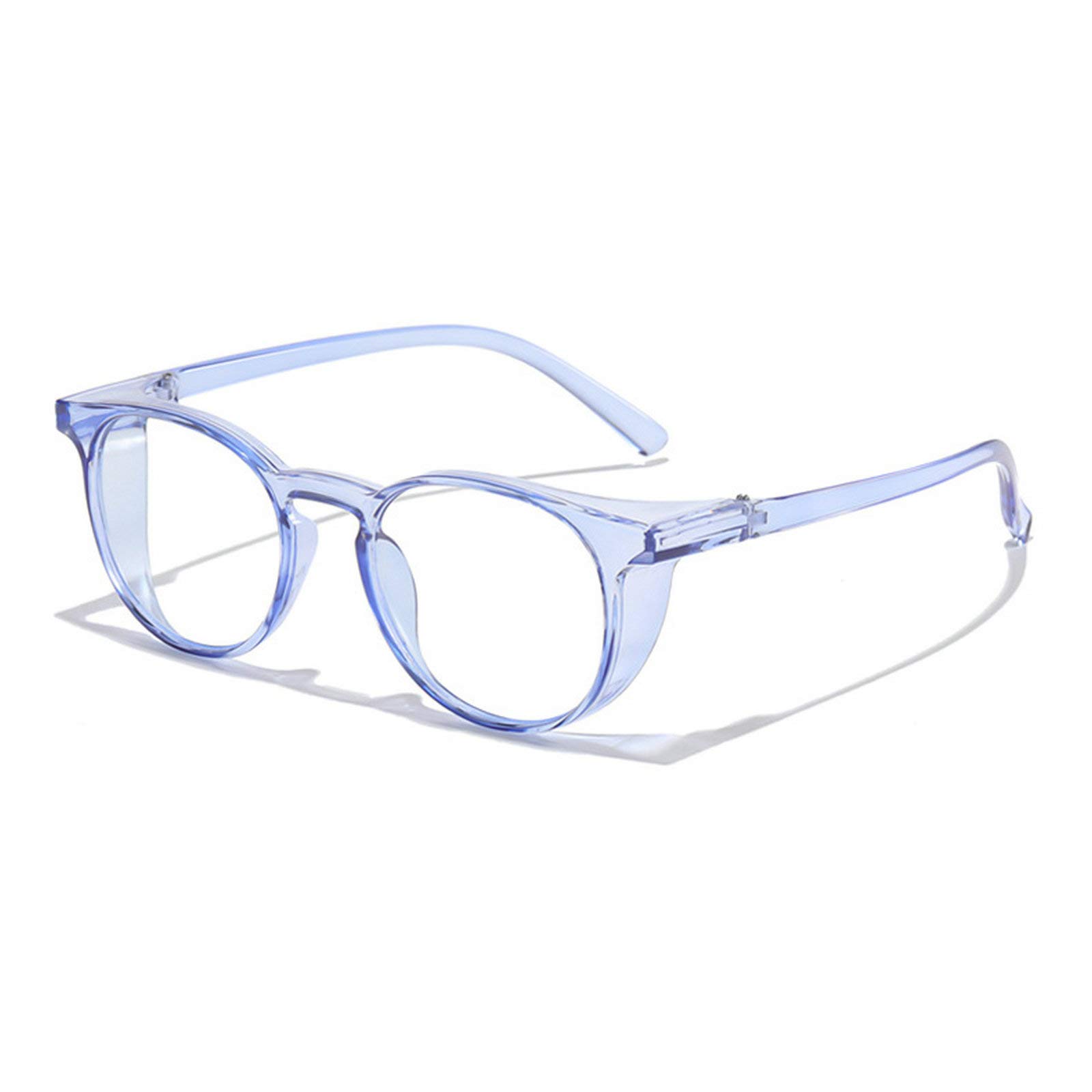 Anti Fog Safety Reading Glasses with Blue Light Blocking & Top/Side Shields - Pink Round Diopter Glasses for Computer Work, Reading & Eye Protection