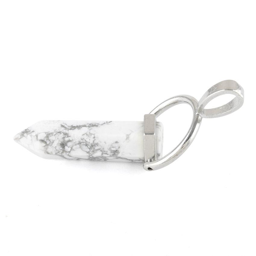 8X35mm Faceted Single Point Swing White Howlite Pendant - Elegant Crystal Necklace for Women, Boho Jewelry Gift for Meditation & Spiritual Healing | Perfect for Yoga, Reiki & Energy Balancing