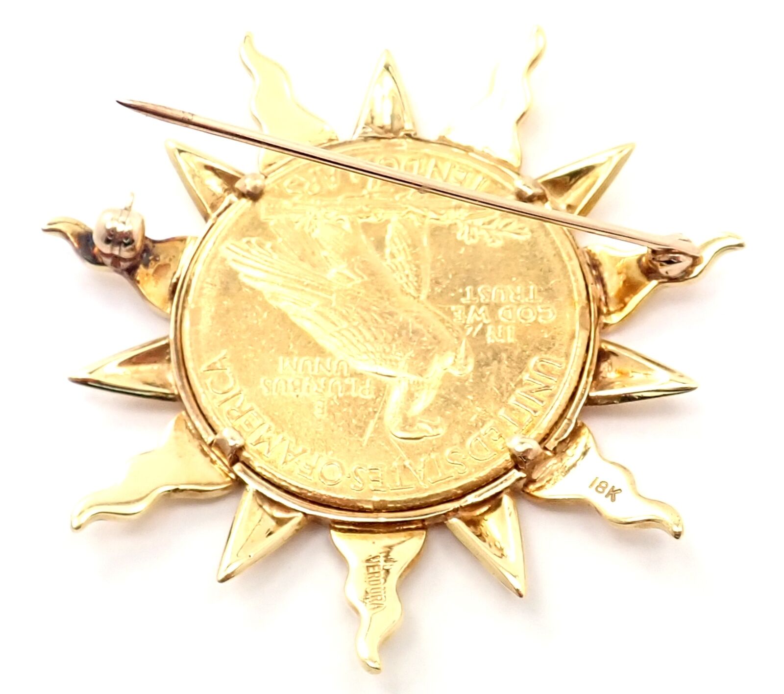 Authentic Verdura 18k & 22k Yellow Gold $10 US Coin Pin Brooch - Vintage Jewelry for Collectors & Special Occasions