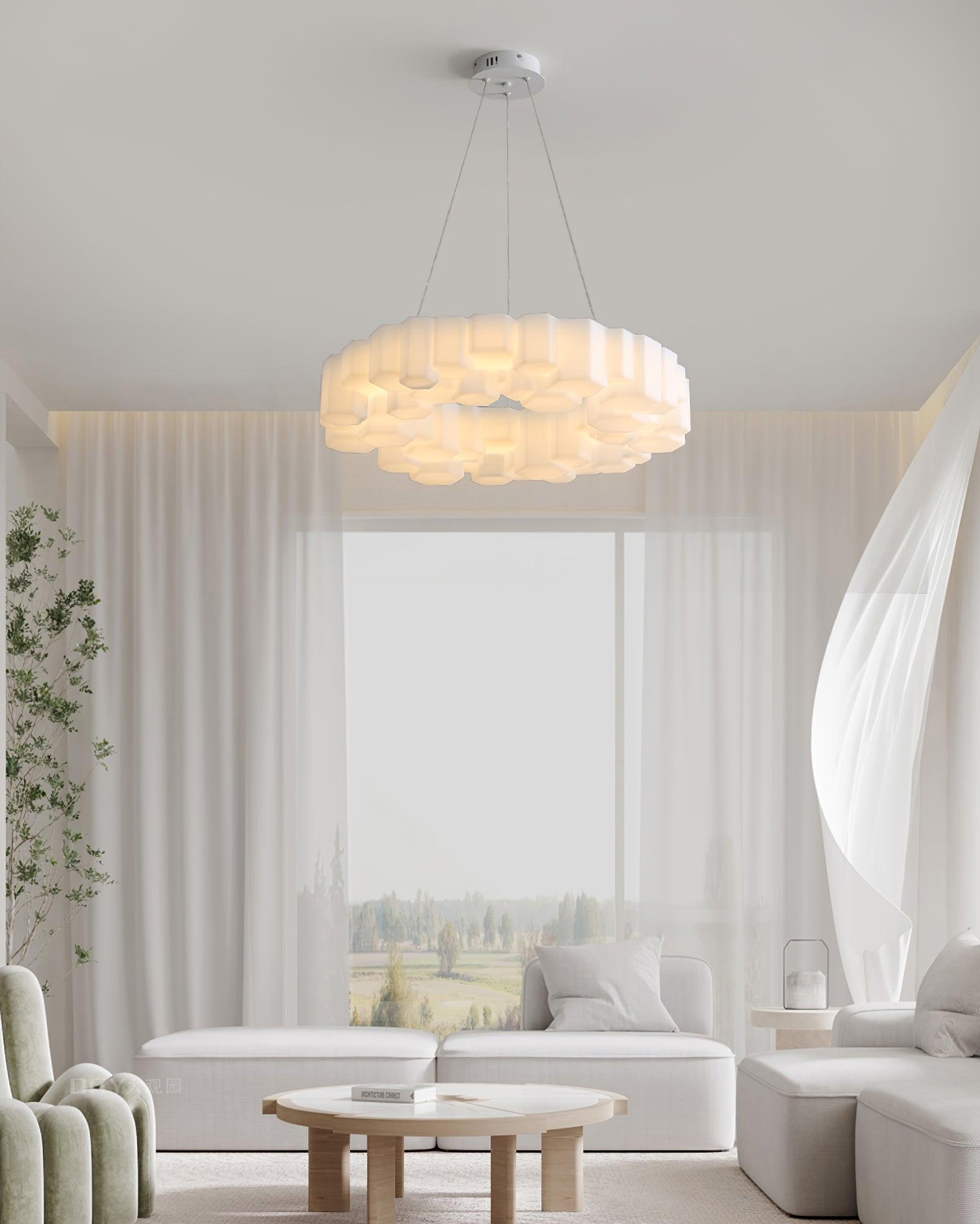 Modern Honeycomb Chandelier Light Fixture - Geometric Hexagon Ceiling Pendant Lamp for Dining Room, Living Room & Bedroom - Elegant Home Decor Lighting for Indoor Spaces