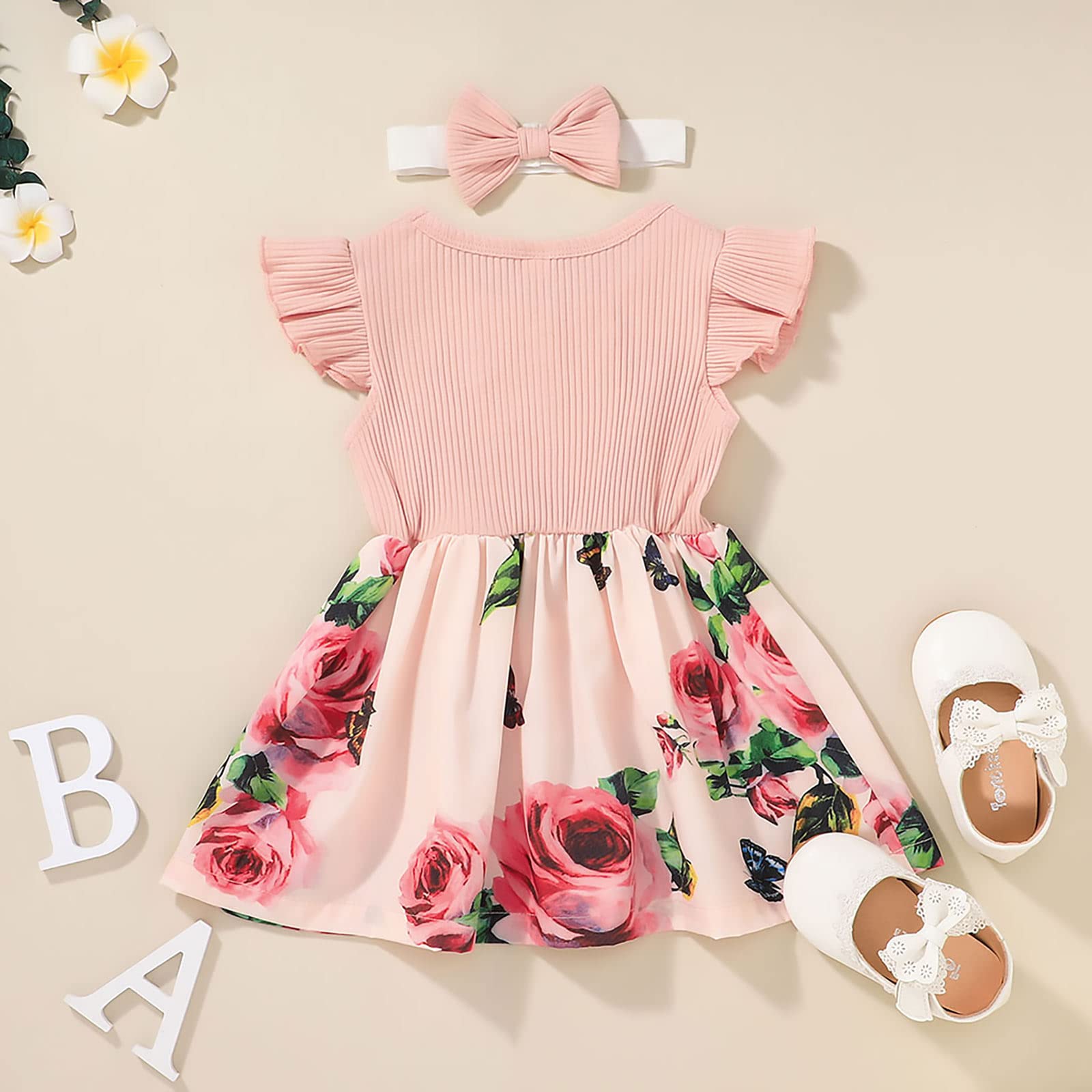 VINUOKER Toddler Girl Floral Summer Dress - Cute Baby Girls Sundress, Casual Play Outfit for Beach, Party & Outdoor Activities