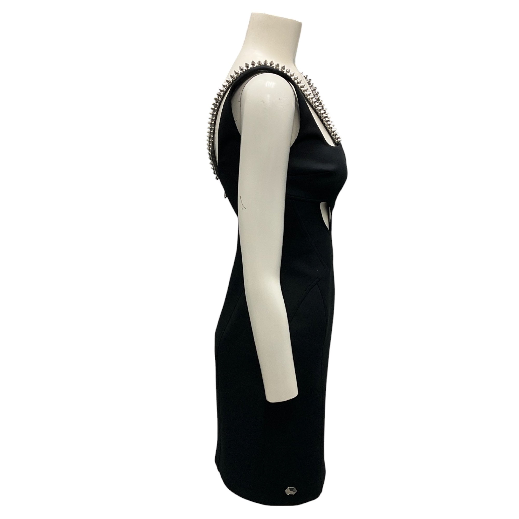 Philipp Plein Black & Silver 2019 Studded Mini Cocktail Dress - Sexy Party Dress for Nightclub, Evening Events & Special Occasions