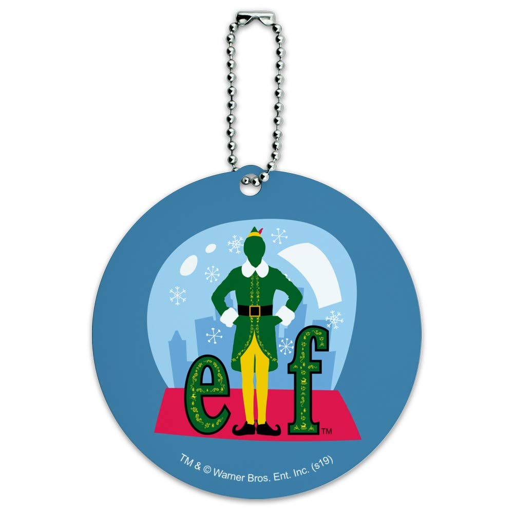 Elf Snow Globe Round Luggage ID Tag - Personalized Suitcase & Carry-On Name Tag for Travel Accessories - Perfect for Holiday Gifts & Christmas Decorations