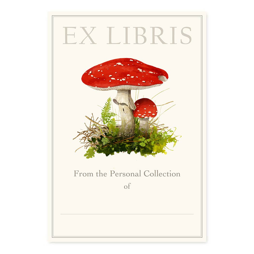 Amanita Muscaria Mushroom Bookplates - Vintage Botanical Ex Libris Labels for Books, Journals & Gifts - Perfect for Book Lovers, Mushroom Enthusiasts & Nature-Themed Decor