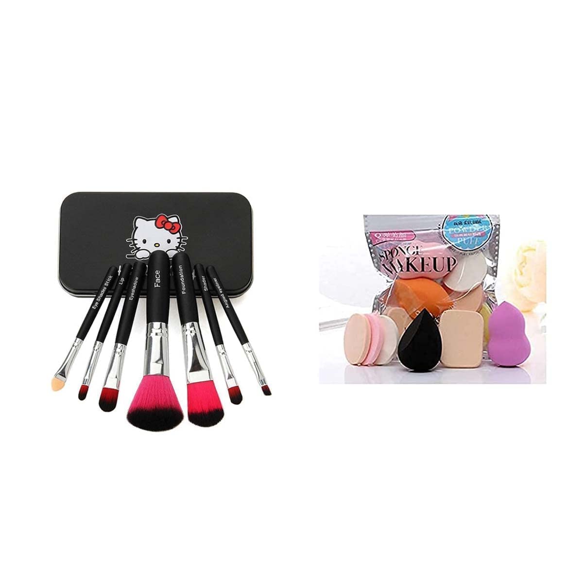 Solal 7-Piece Soft Bristle Black Makeup Brush Set with 6-in-1 Beauty Blender Sponge - 13-Piece Complete Makeup Kit for Foundation, Contouring & Blending | Perfect for Professional Makeup Artists & Beginners