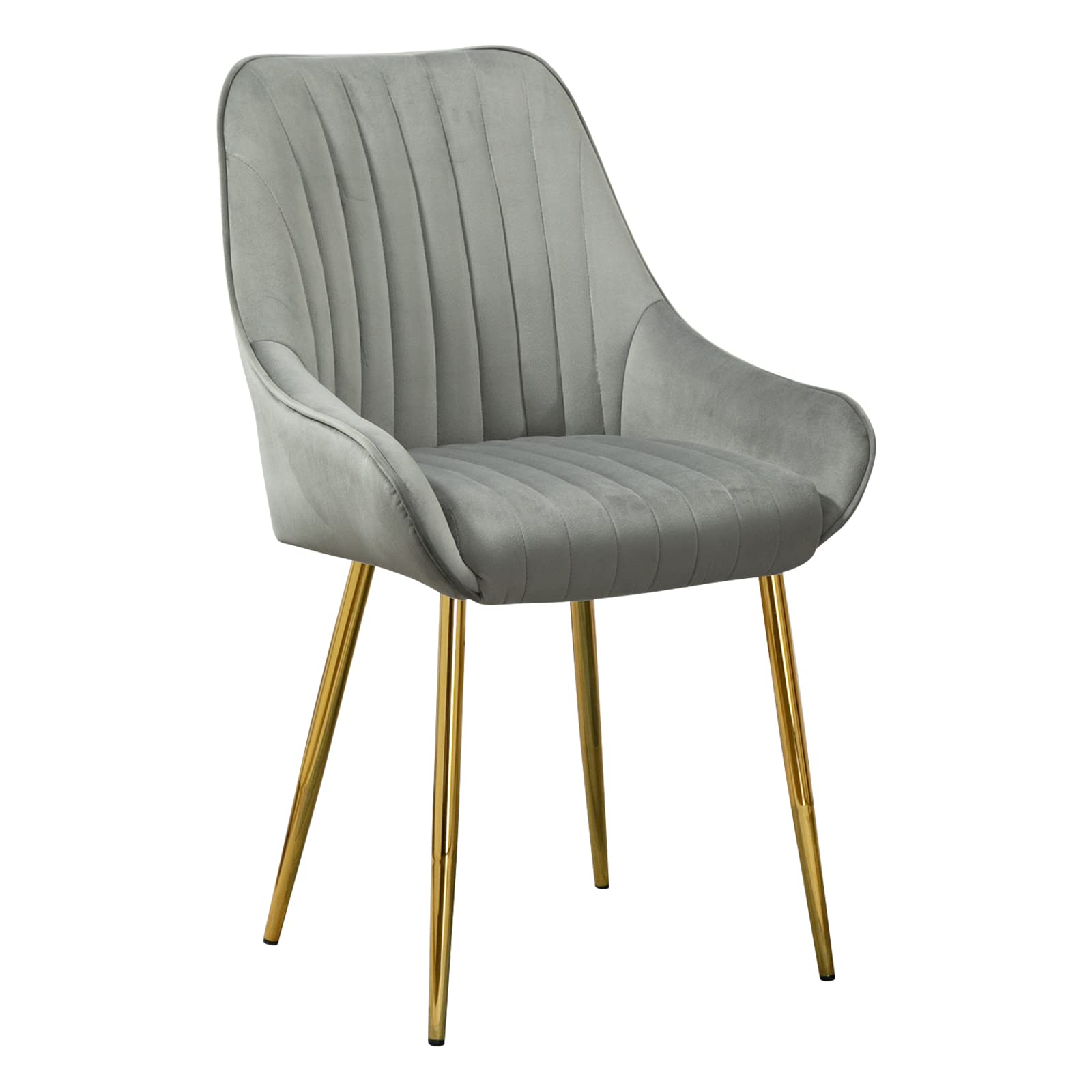 Luxury NIOIIKIT Velvet Dining Chair with Gold Legs - Modern Upholstered Vanity Chair with Elegant Seashell Back Design, Wingback Side Chair for Bedroom, Living Room & Dining Room - Soft Grey Velvet Accent Chair | Perfect for Home Decor, Wedding Seating & Stylish Interior Design