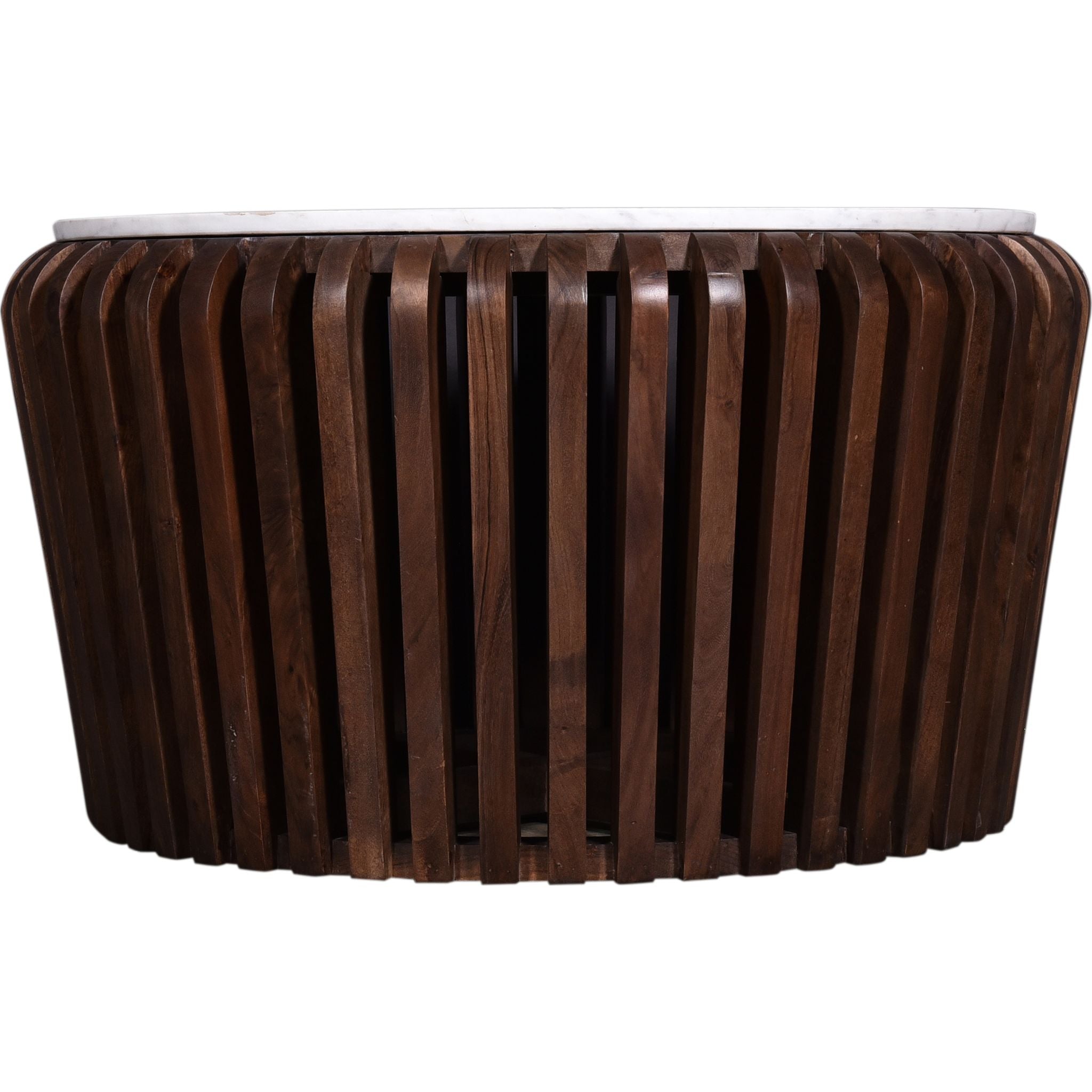 Modern Alisha Coffee Table with White Marble Top and Brown Wooden Legs - Perfect for Living Room, Lounge, and Office Decor