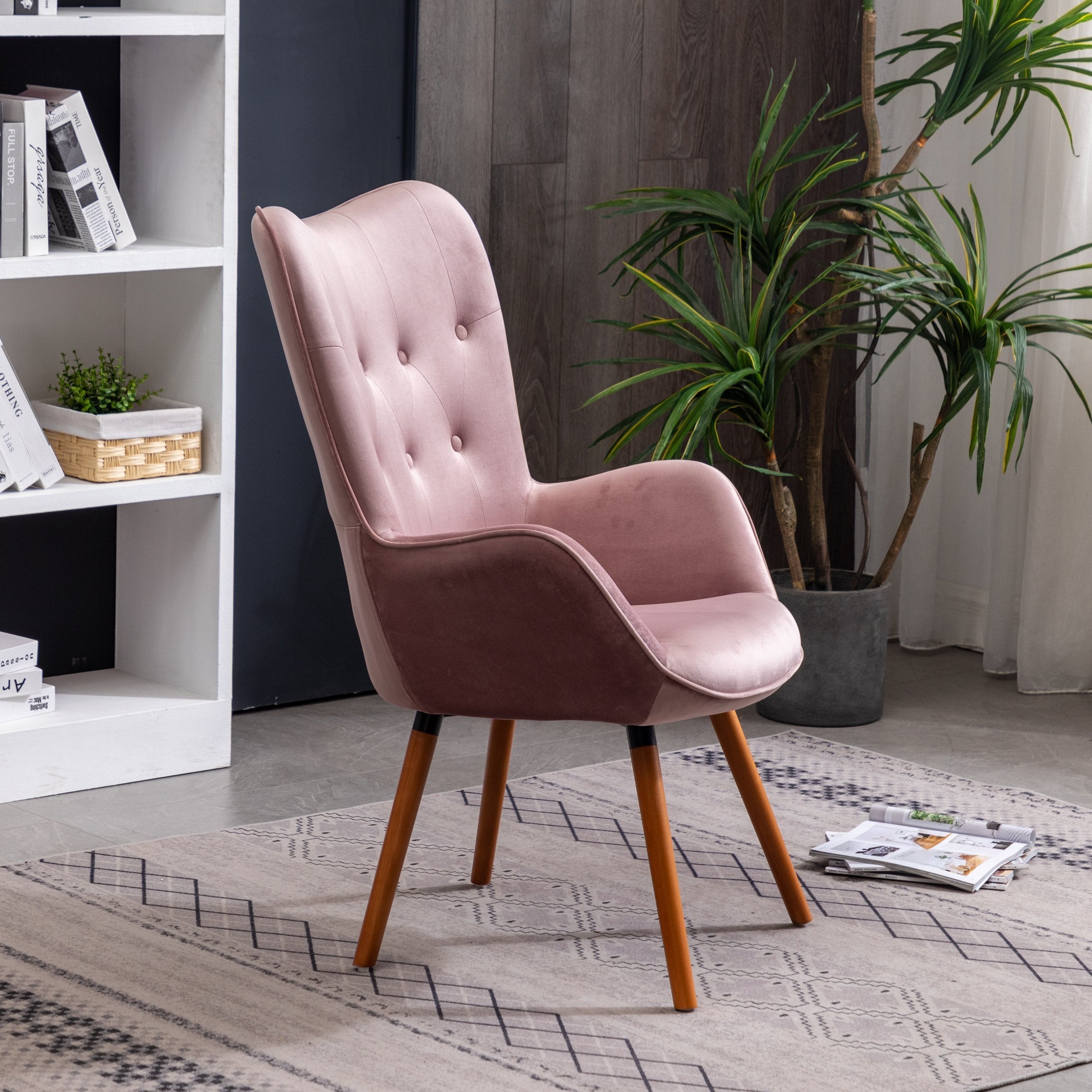 Roundhill Furniture Doarnin Contemporary Silky Velvet Tufted Button Back Accent Chair - Modern Living Room Seating for Home Office, Lounge & Bedroom Decor