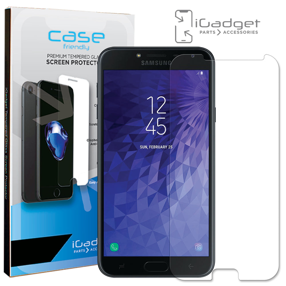Samsung Galaxy J4 Screen Protector - Case Friendly Ultra Clear Tempered Glass Shield with HD Clarity & Anti-Scratch Protection - Perfect for Everyday Use, Gaming, and Work
