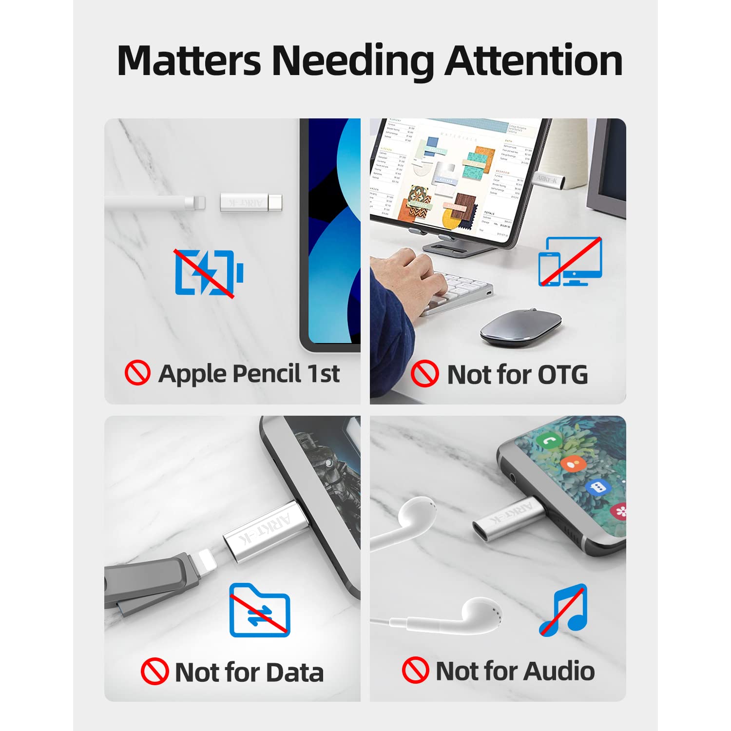 ARKTEK USB-C Female to USB-C Adapter Cable (2 Pack) - Fast Charging Compatible with iPhone 16/15 Pro, Galaxy S24, Pixel 9, OnePlus 8/Ace 3 Pro - Perfect for Travel, Office & Home Charging Stations