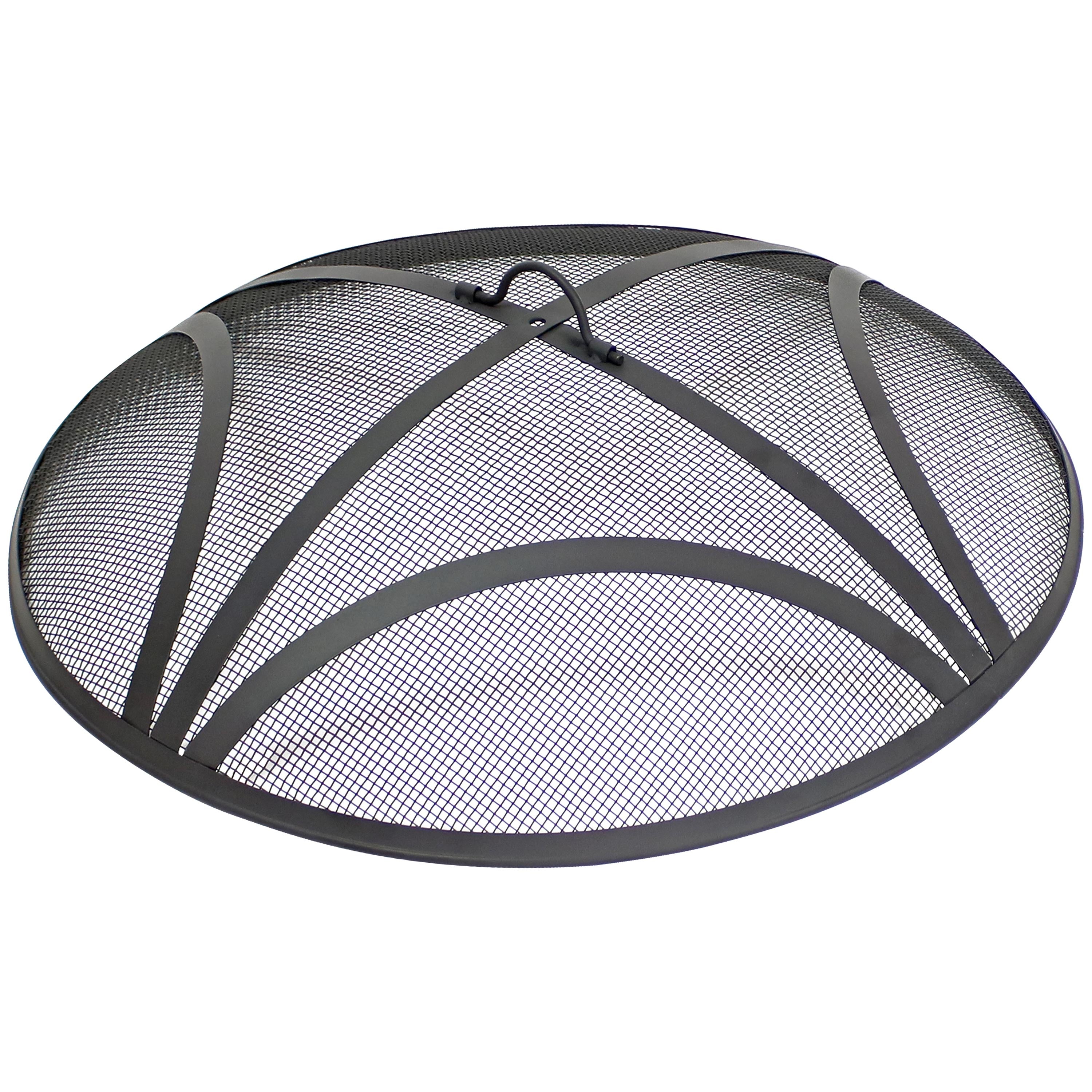 Sunnydaze 36-Inch Round Steel Fire Pit Spark Screen & Lid - Durable Outdoor Fire Pit Cover for Camping, Backyard, Patio, and Bonfire Safety