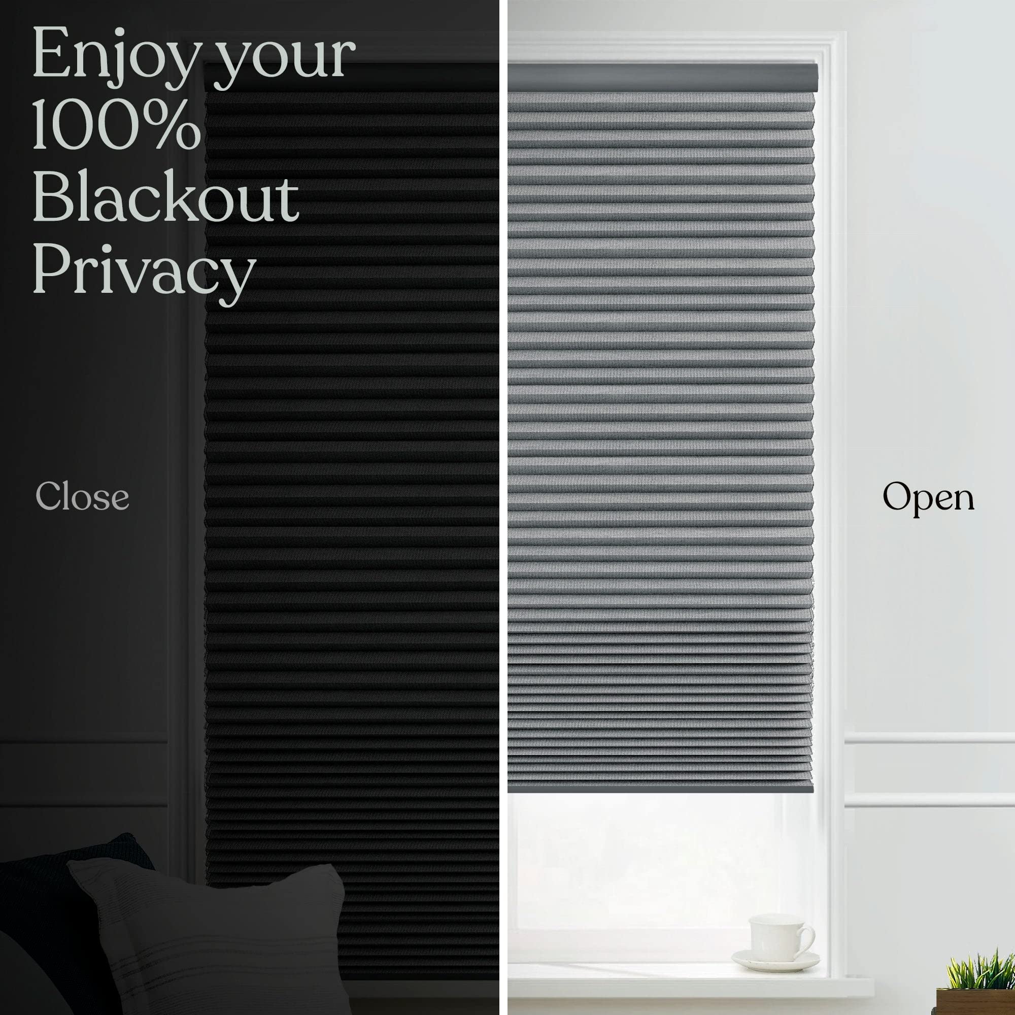 Premium Blackout Cellular Shades - Cordless Honeycomb Blinds for Windows with 1.5