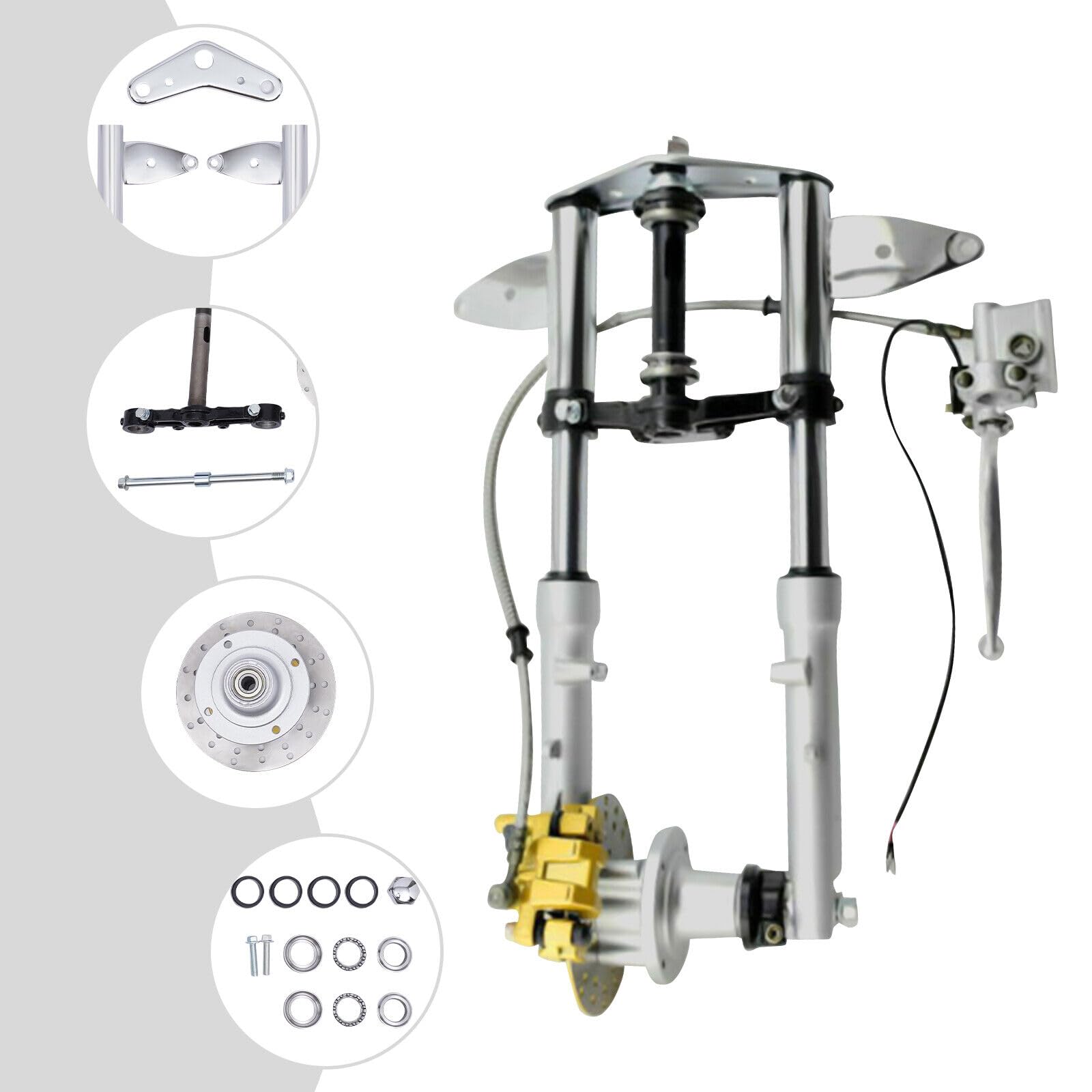 HOONDA Monkey Bike Z250 Front Fork Kit with Brake Caliper & Disc Assembly - Direct Replacement Metal Fork Set for Smooth Riding (Ideal for Street Cruising, Off-Road Adventures & Custom Builds)