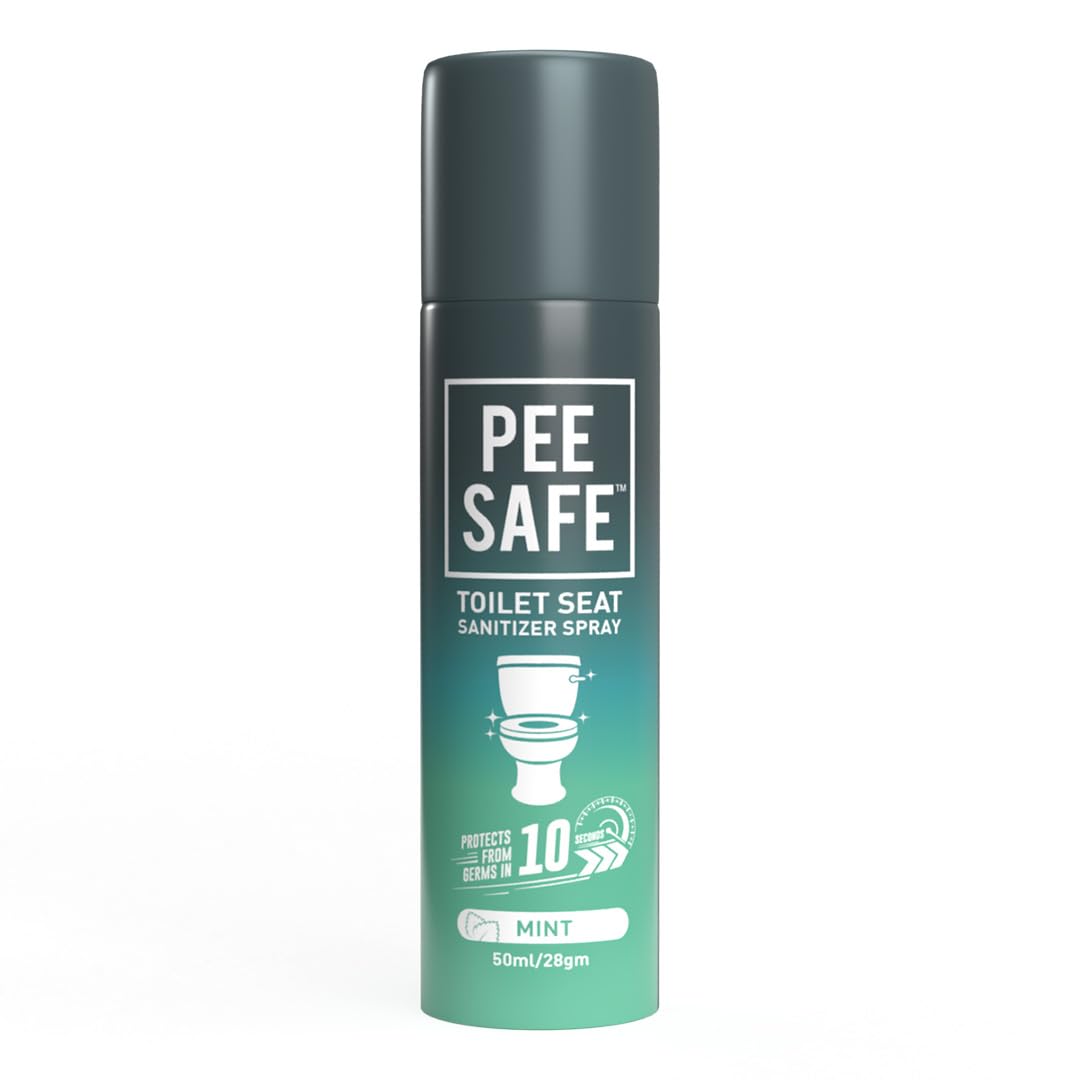 Pee Safe Toilet Seat Sanitizer Spray 50ml Mint - Kills 99.9% Germs, Prevents UTI & Infections | Travel-Friendly Sanitizing Spray for Public Toilets | Odor Eliminator & Disinfectant | Ideal for Travel, Gym, Office & Public Restrooms
