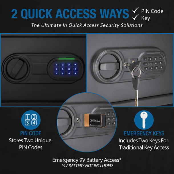 Barska AX13748 WardenLight Mini LED Digital Keypad Safe - Compact Biometric Fingerprint Security Box for Home, Office & Travel - Protect Cash, Jewelry, Documents & Valuables
