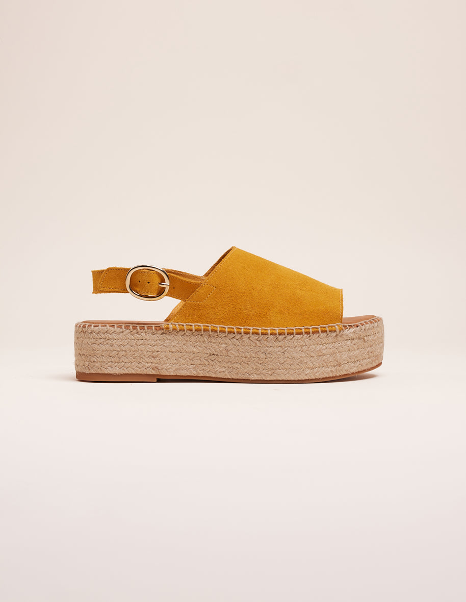 Mustard Suede Espadrilles Maya - Comfortable Summer Sandals for Women, Beach Walking, Casual Outfits & Vacation Wear