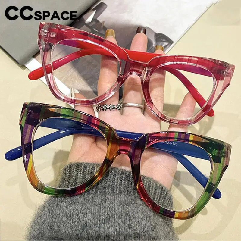 CCspace Women's Full Rim Square Cat Eye Plastic Eyeglasses Frame 57425 - Stylish Retro Eyewear for Work, Reading & Fashion Accessories