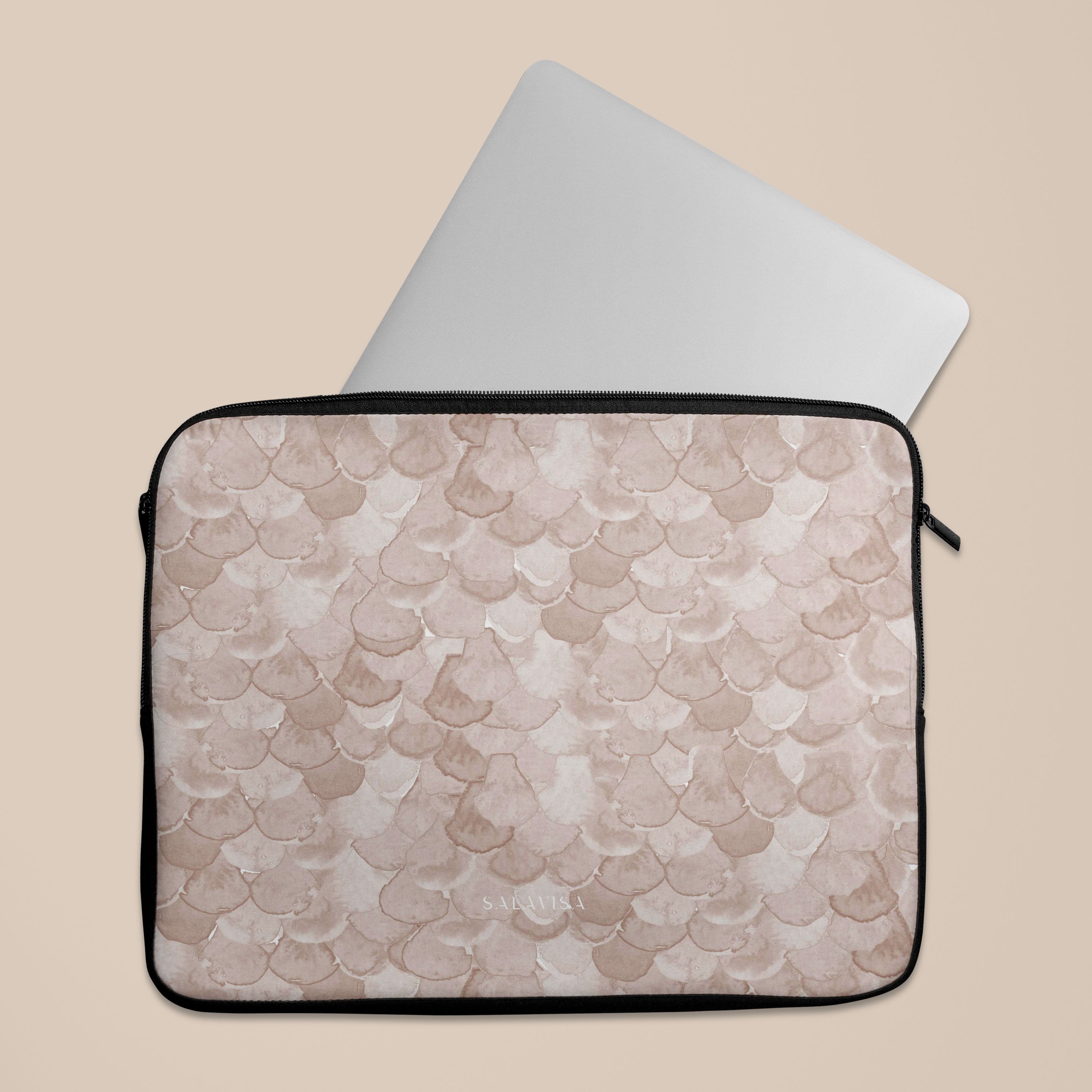 Beige Watercolor Reptile Print Laptop Sleeve Case - 13 Inch Protective Cover for MacBook Air/Pro, Stylish & Durable for Work, School & Travel