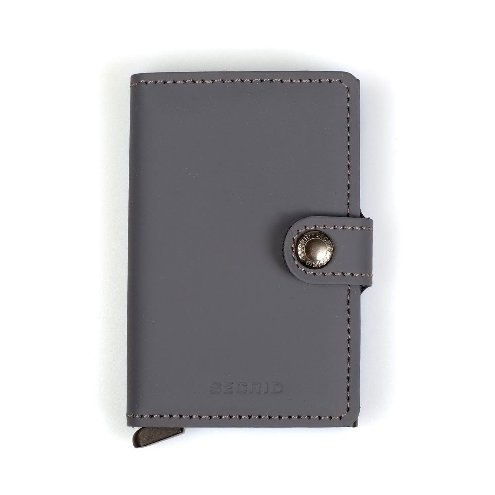 SECRID Men's RFID Blocking Mini Wallet - Genuine Matte Leather Card Holder for 12 Cards, Slim & Secure (Grey) - Perfect for Travel, Business & Everyday Use