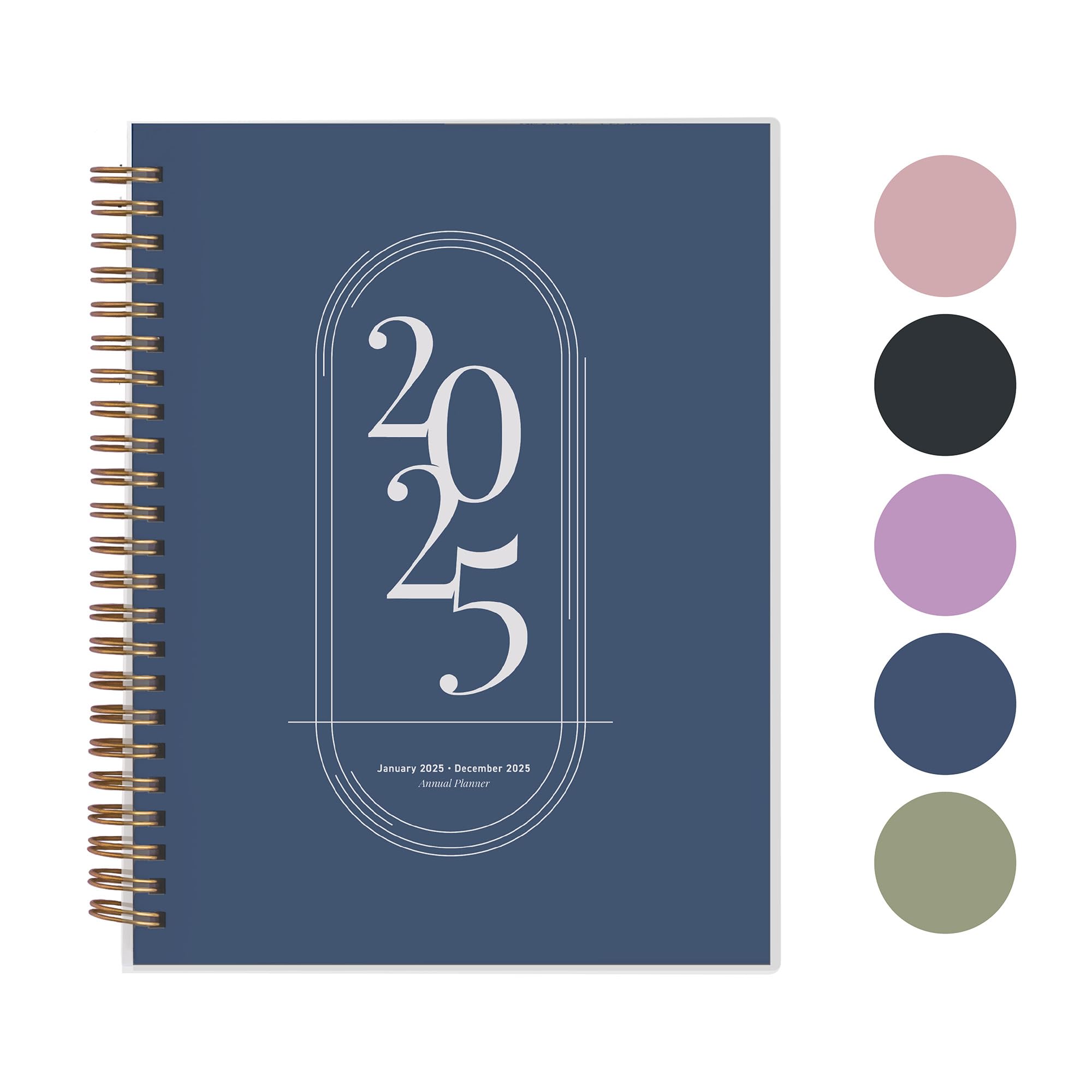 Rileys 2025 Weekly Planner - 8 x 6 Inch Academic Year Planner with Monthly & Weekly Spreads, Twin-Wire Binding, Flexible Midnight Blue Cover & Notes Pages - Perfect for Students, Professionals & Goal Tracking (Jan-Dec 2025)