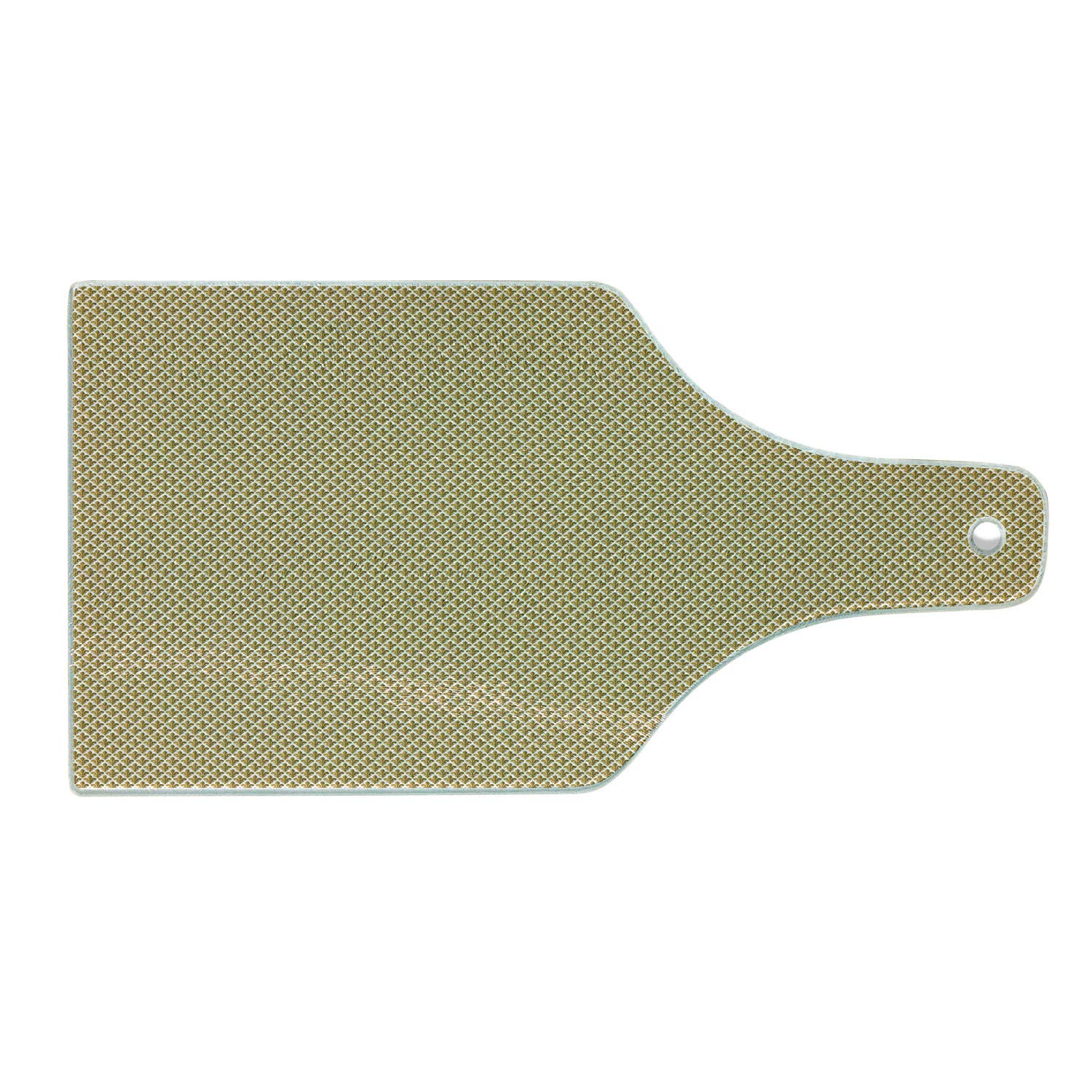 Ambesonne Fleur De Lis Tempered Glass Cutting Board - Royal Medieval Retro Rococo Pattern in Earth Tones, Wine Bottle Shape Decorative Serving Board (Pale Coffee Green Brown & White) - Perfect for Cheese Platters, Charcuterie Displays & Wine Pairing Parties