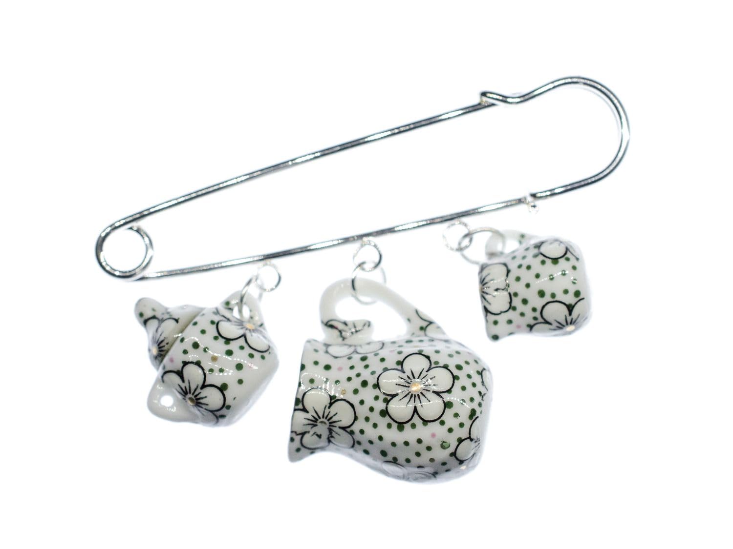 Miniblings Teatime Brooch Pin - Vintage Teapot & Cup Enamel Badge with Sugar Pot & Milk Jug - Perfect for Tea Lovers, Collectors, and Gift Giving - Ideal for Tea Parties, Afternoon Tea, and Vintage Fashion Accessories