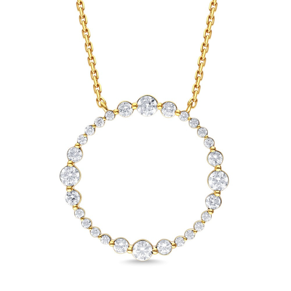 14K Gold Diamond Circle Pendant Necklace for Women - Elegant Dainty Gold Chain Necklace with Sparkling Round Diamond Charm - Perfect for Anniversary, Birthday, Wedding & Everyday Jewelry Gift