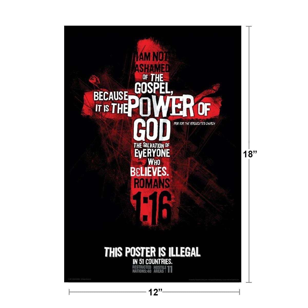 Religious Freedom Bible Verse Poster - Romans 12x18 Wall Art with Inspirational Gospel Quote, Jesus Cross Design for Home & Church Decor | Motivational Christian Gift